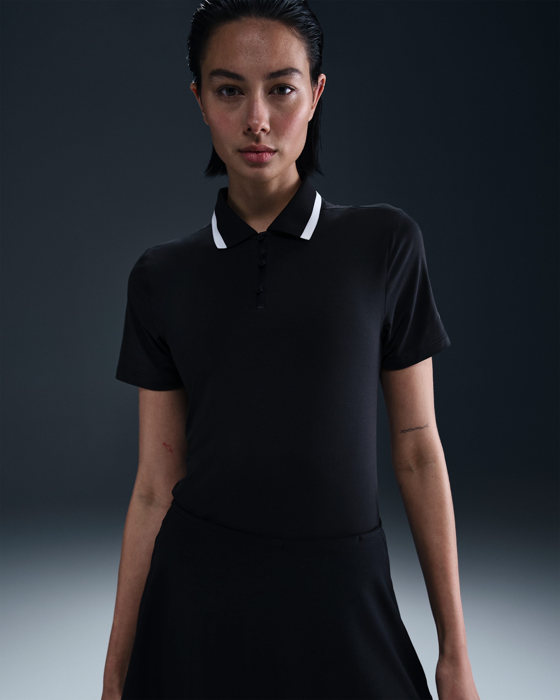 Nike Tour Women's Dri-FIT Short-Sleeve Golf Polo - Black/White/White