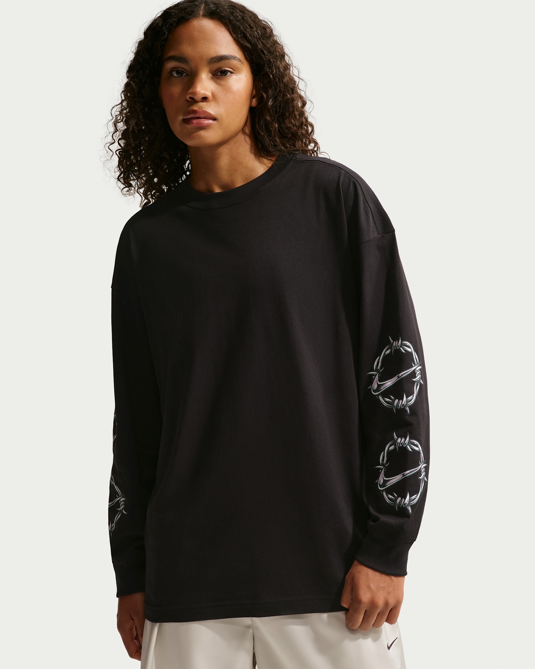 T-shirt oversize à manches longues Nike Sportswear pour femme - Noir