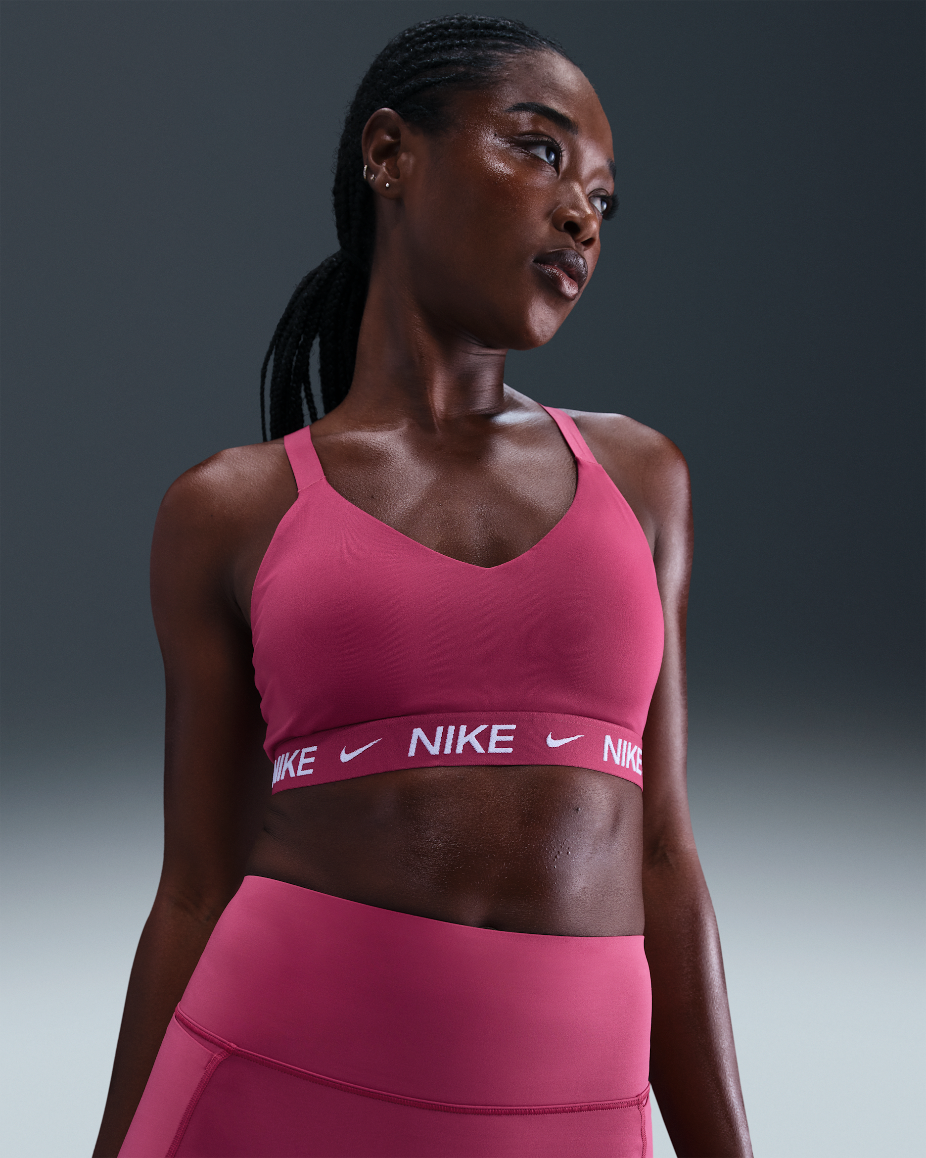 Nike Indy Medium-Support Women's Padded Adjustable Sports Bra - Sweet Beet
