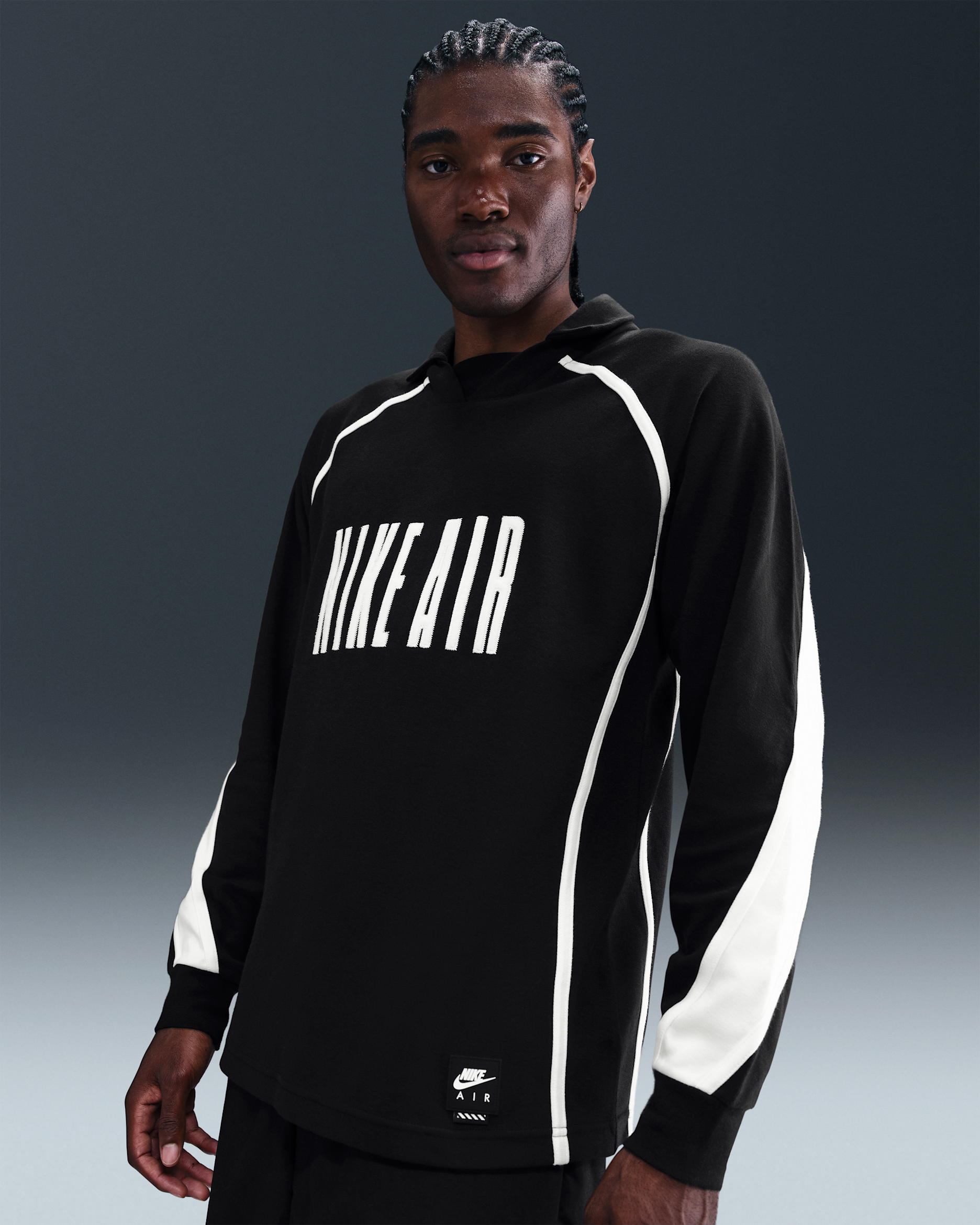 Playera de fútbol de manga larga para hombre Nike Air - Negro/Blanco/Blanco