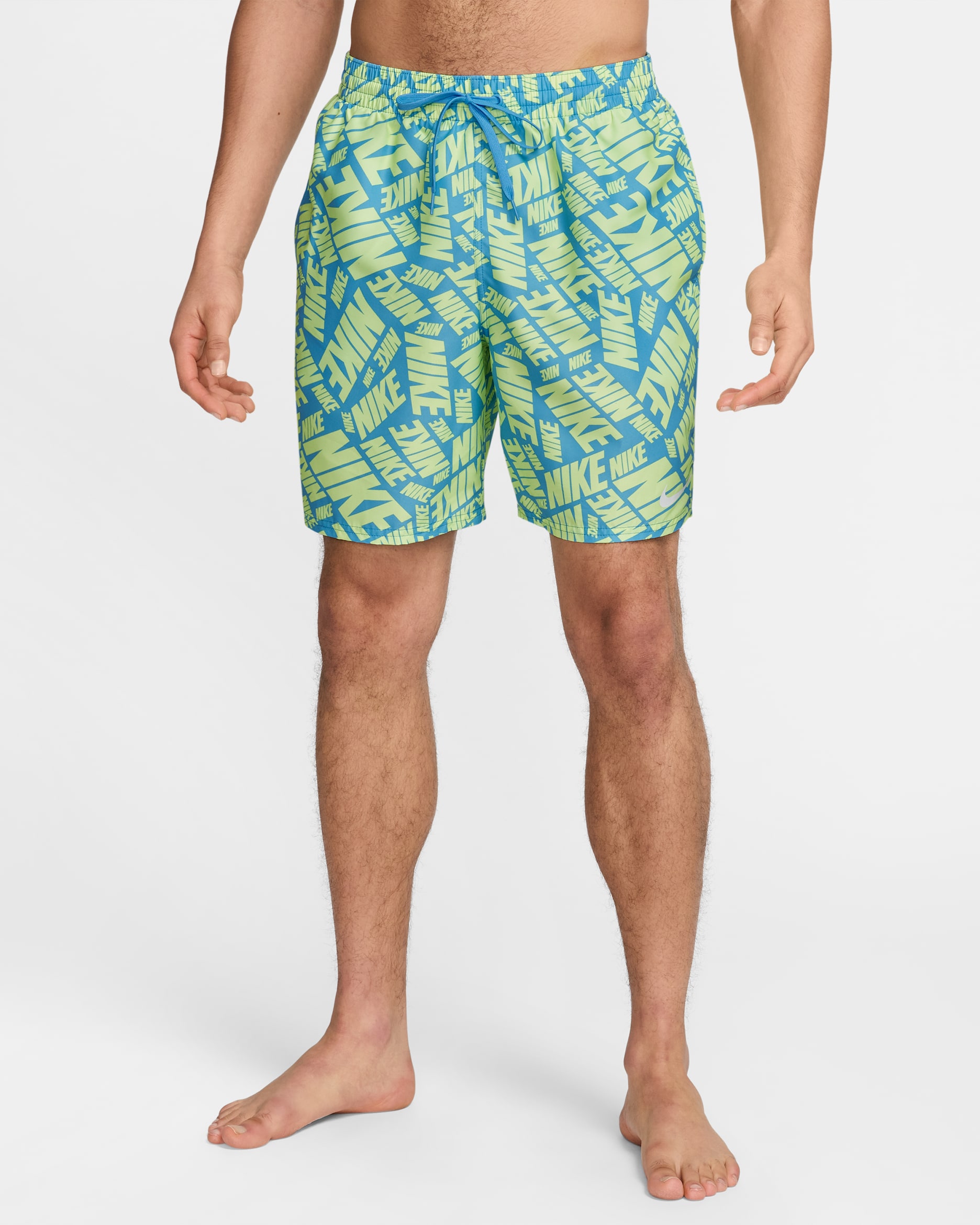 Shorts de vóleibol con forro de ropa interior de 18 cm para hombre Nike Swim Breaker - Voltio ligero/Azul universitario/Blanco