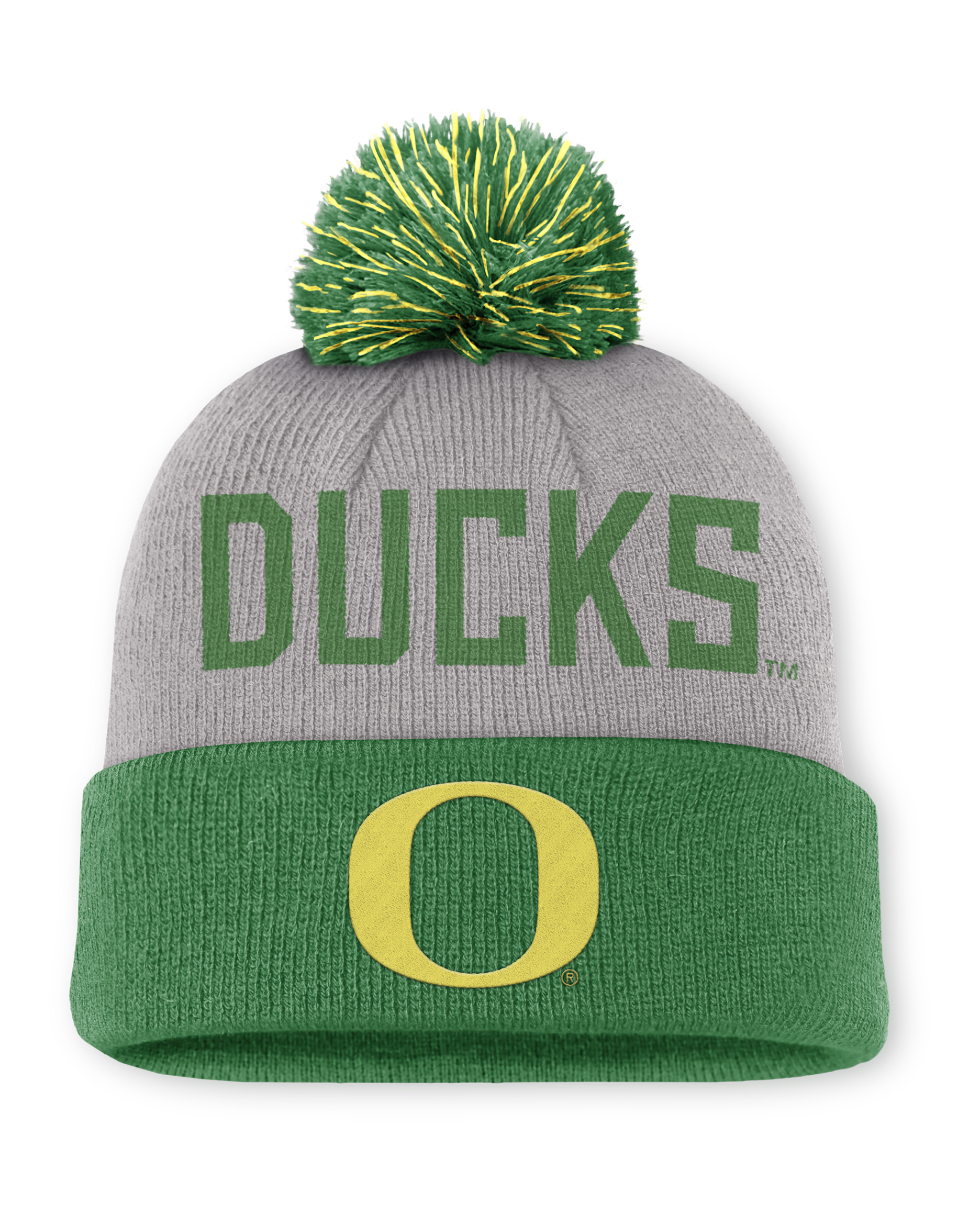 Oregon Primetime Peak Men's Nike College Cuffed Pom Beanie - Grey