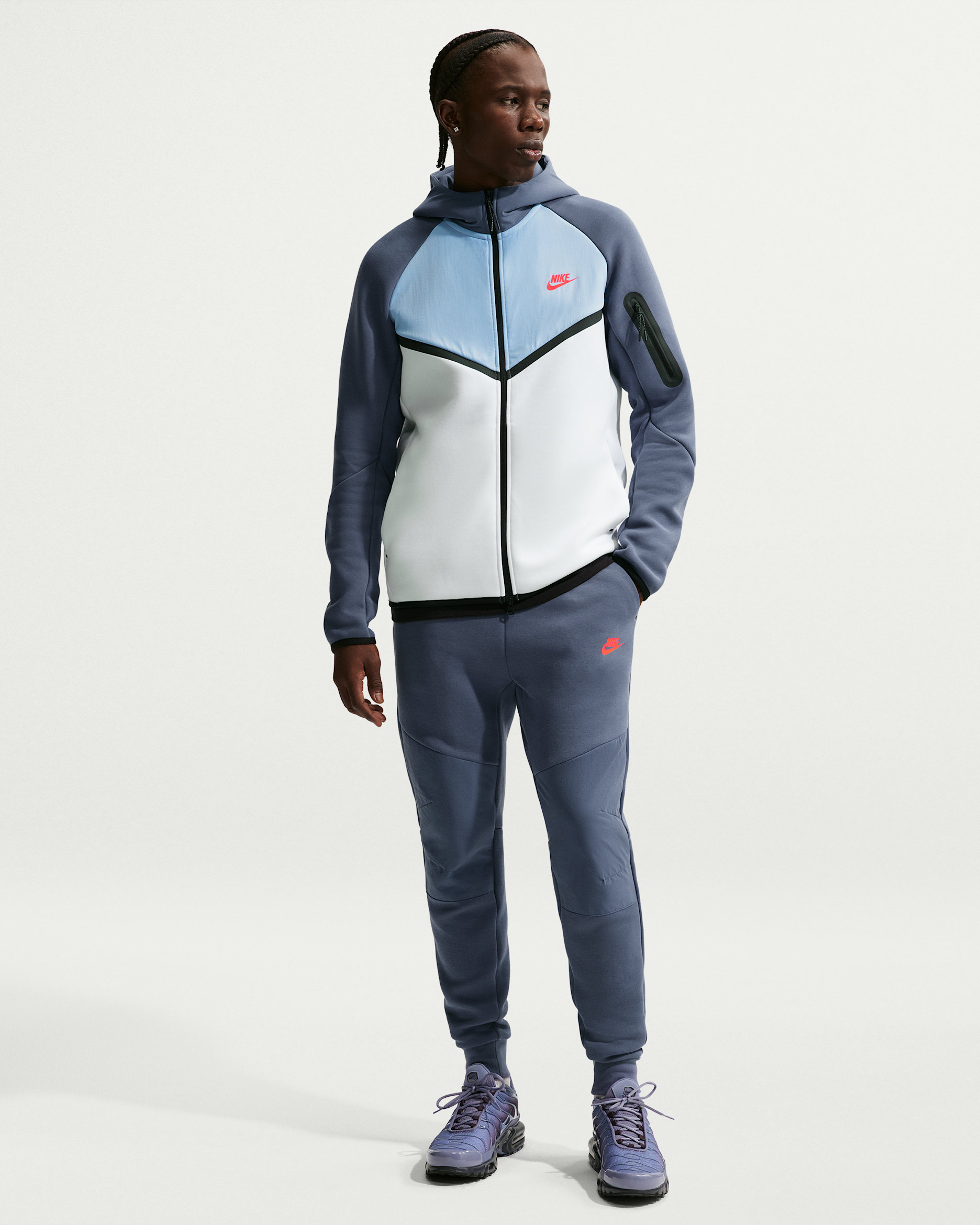 Nike Tech joggingbroek van fleece voor heren - Diffused Blue/Diffused Blue/Bright Crimson