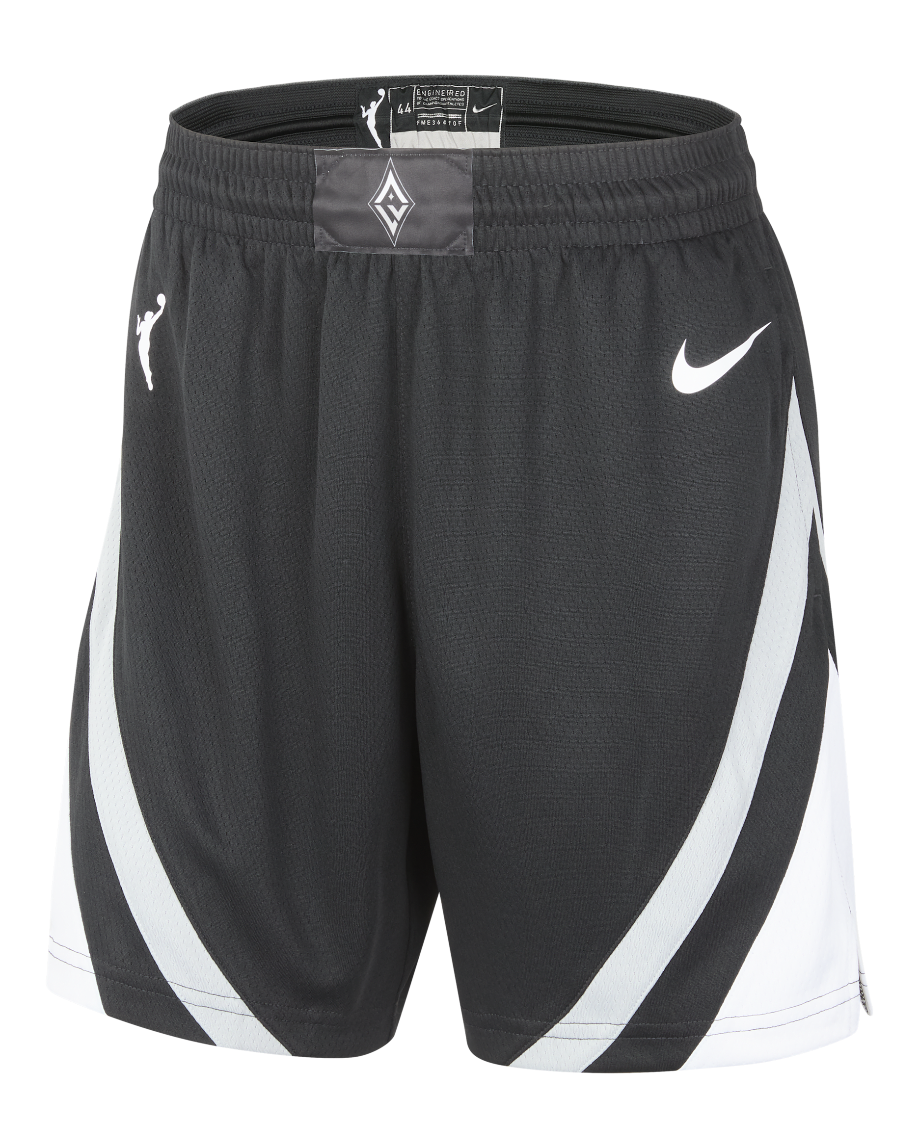 Shorts Nike Dri-FIT de la WNBA Victory para mujer Las Vegas Aces 2025 Explorer Edition - Negro/Plata liso/Blanco/Blanco