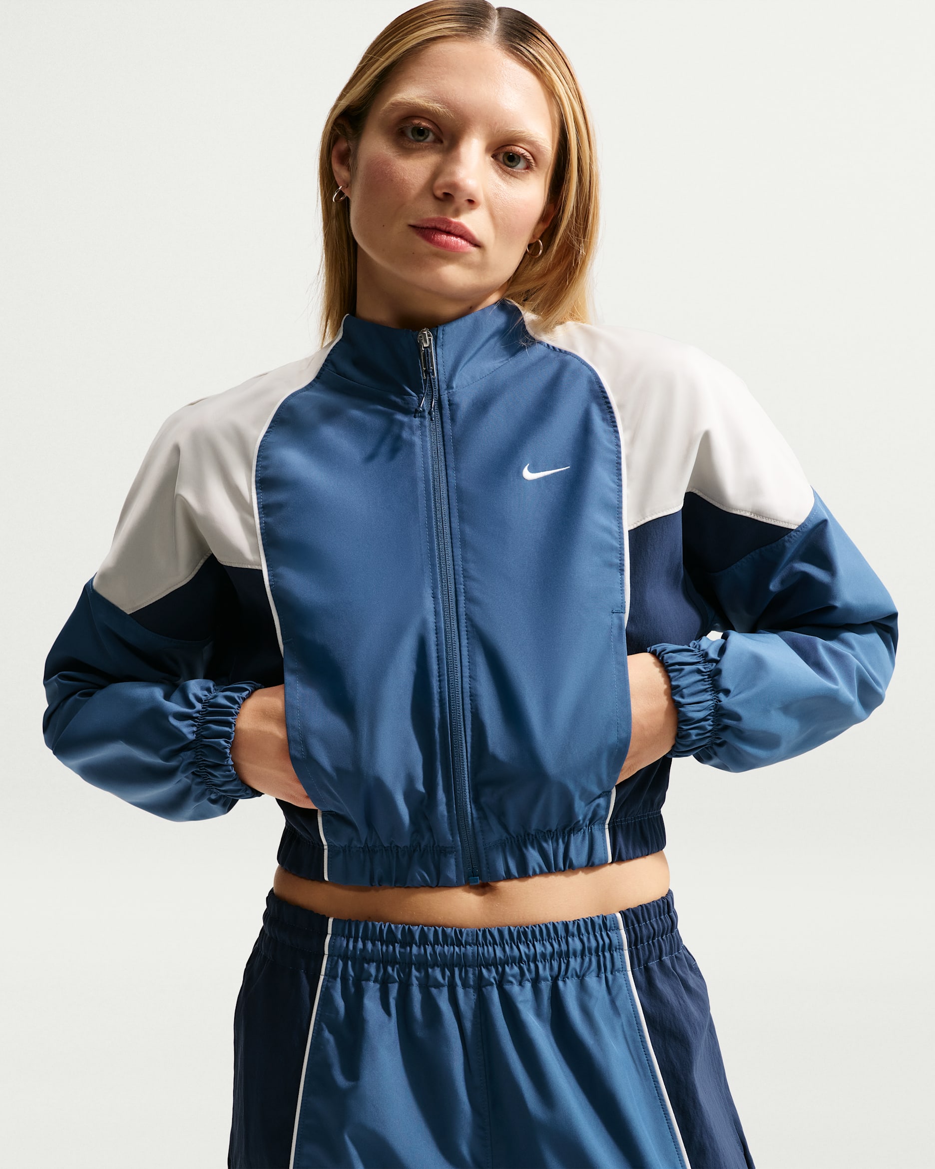 Nike Sportswear Women's Shrunken Tracksuit Jacket - Mystic Navy/Light Bone/Midnight Navy/Sail