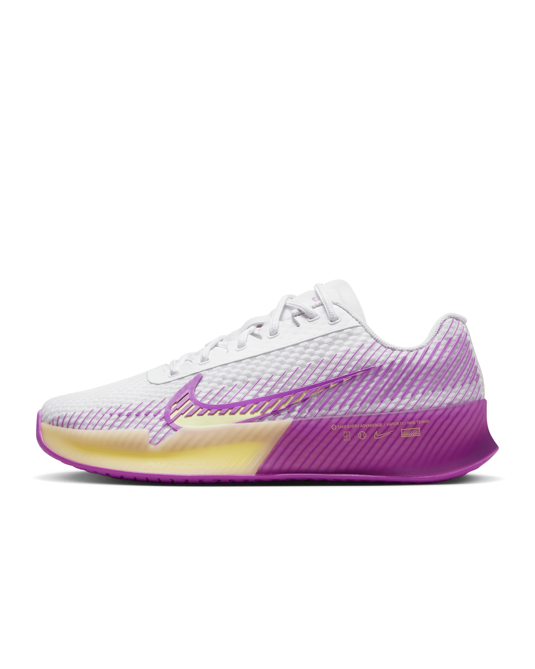 NikeCourt Air Zoom Vapor 11 Women's Hard Court Tennis Shoes - White/Fuchsia Dream/Black/Citron Tint