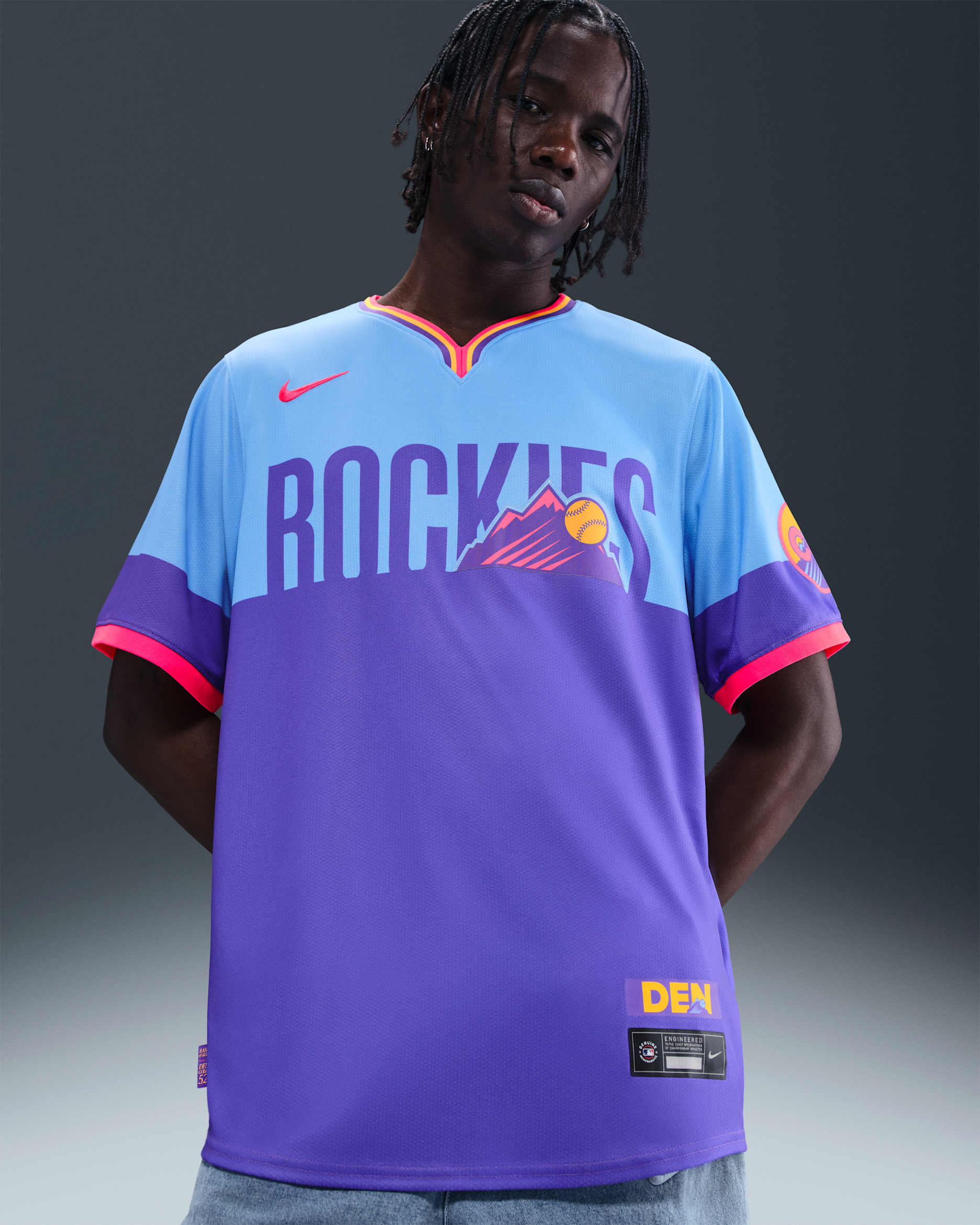 Jersey Nike Dri-FIT ADV de la MLB Limited para hombre Colorado Rockies City Connect - Morado