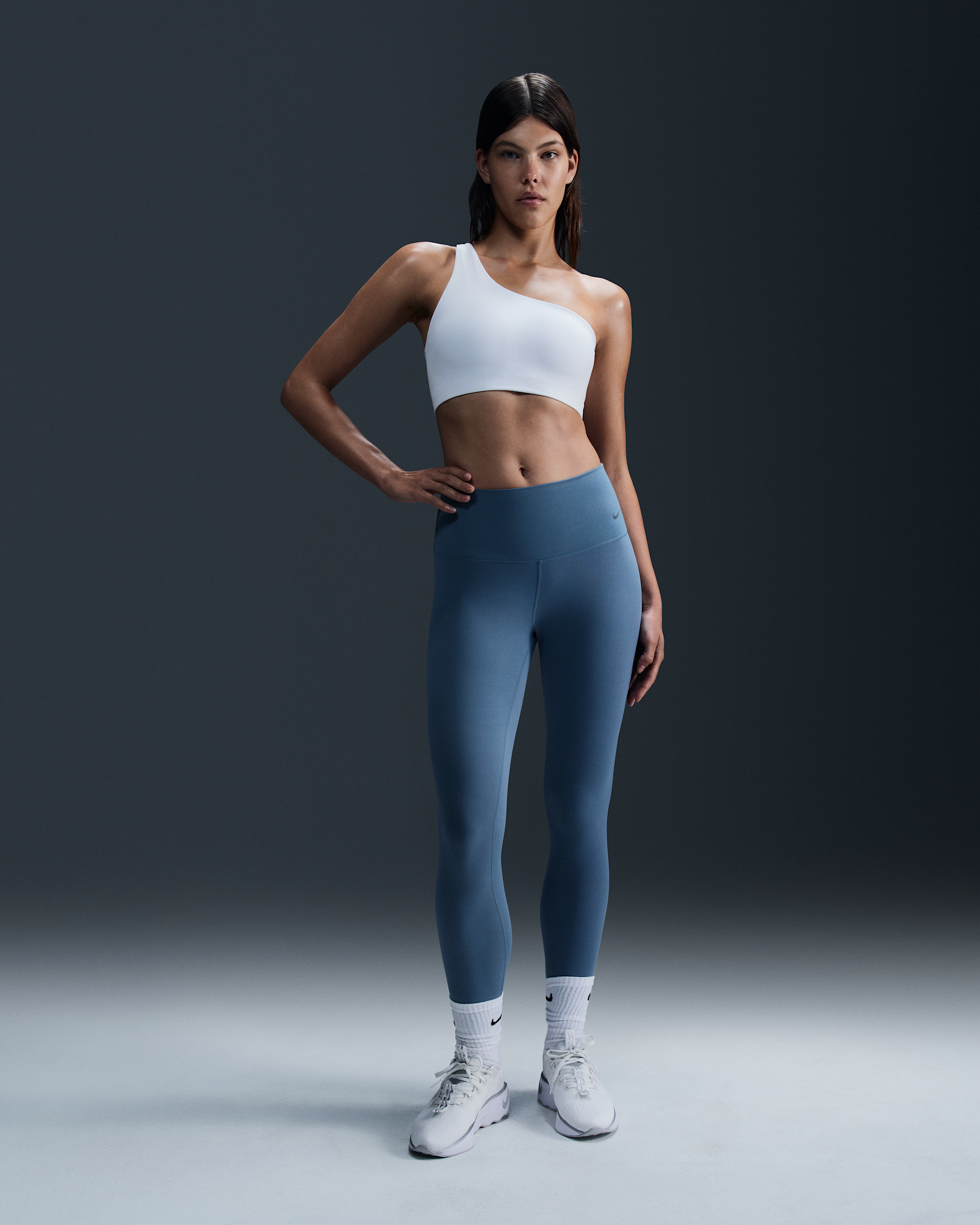 Leggings de tiro alto de 7/8 para mujer Nike Zenvy - Azul humeante/Negro