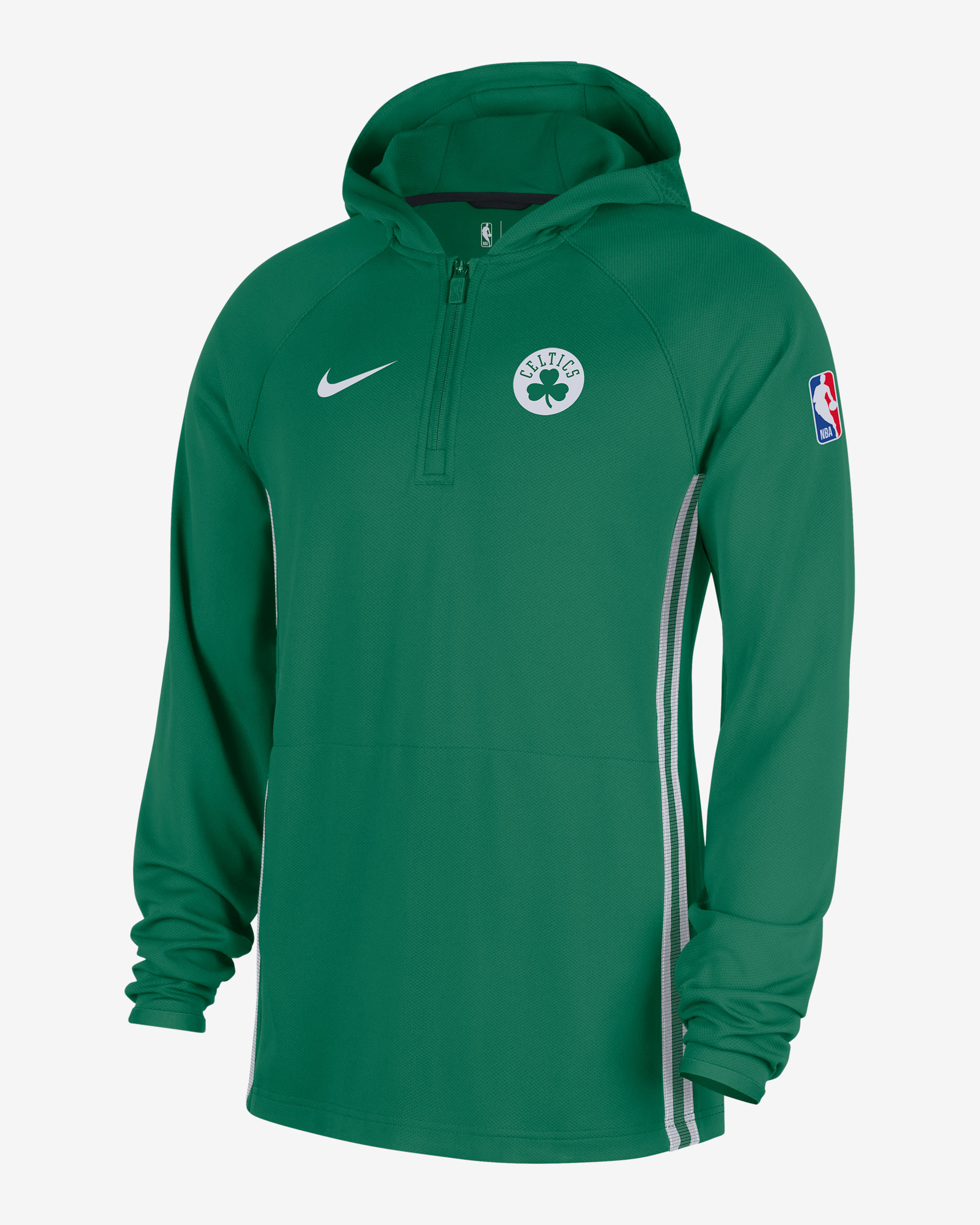 Sudadera con gorro Nike Dri-FIT de la NBA de cierre de 1/4 para hombre Boston Celtics Zoned - Trébol/Negro/Blanco