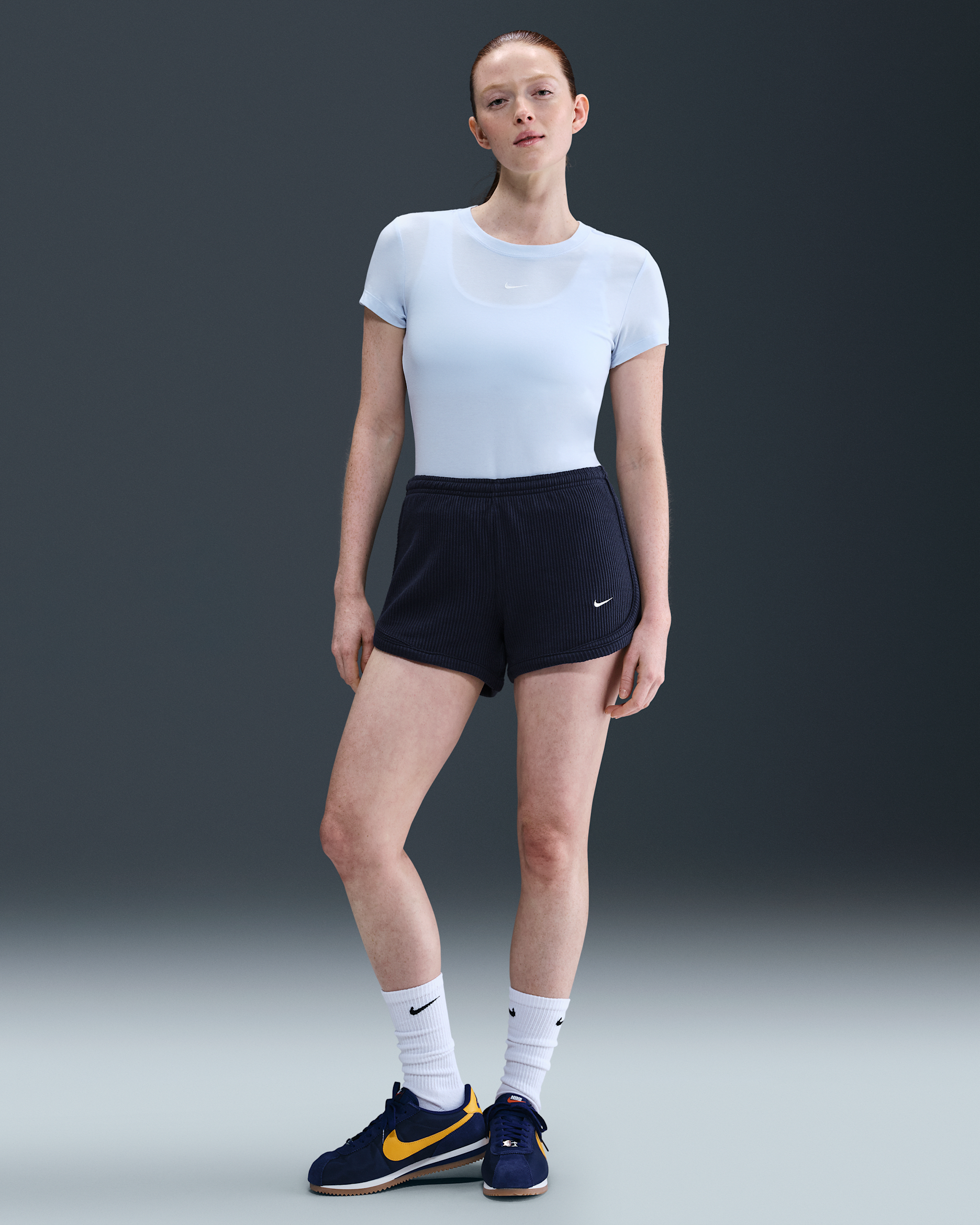 Shorts a vita media 8 cm Nike Sportswear Chill Waffle – Donna - Midnight Navy/Sail