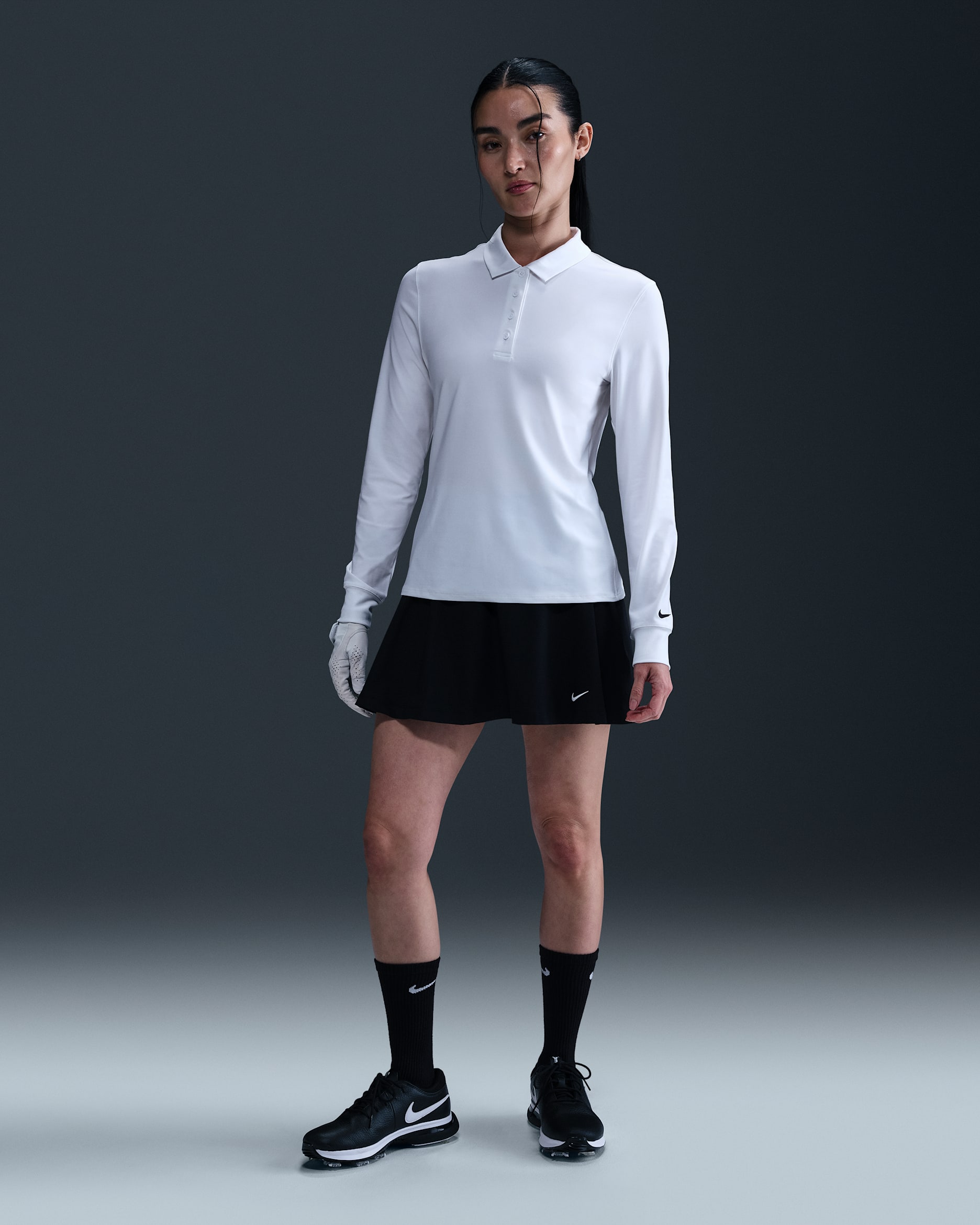 Nike Victory Women's Dri-FIT Long-Sleeve Polo - White/Black