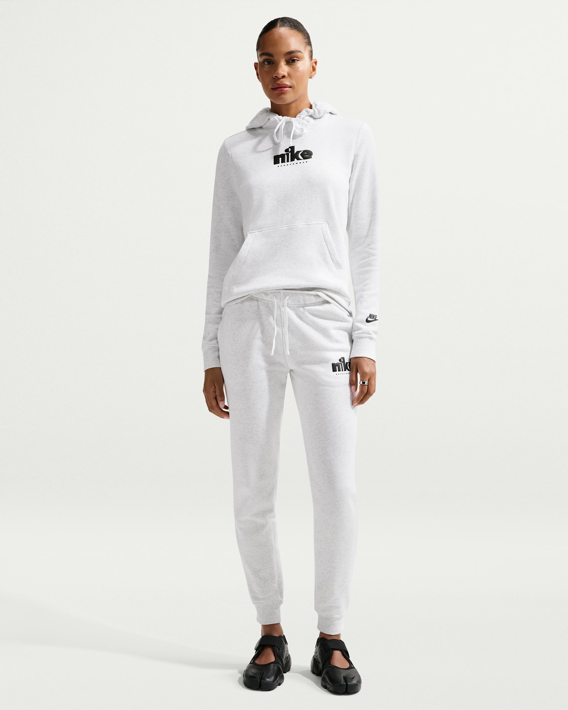 Nike Sportswear Club Fleece Grafikli Normal Belli Kadın Eşofman Altı - Birch Heather/Siyah