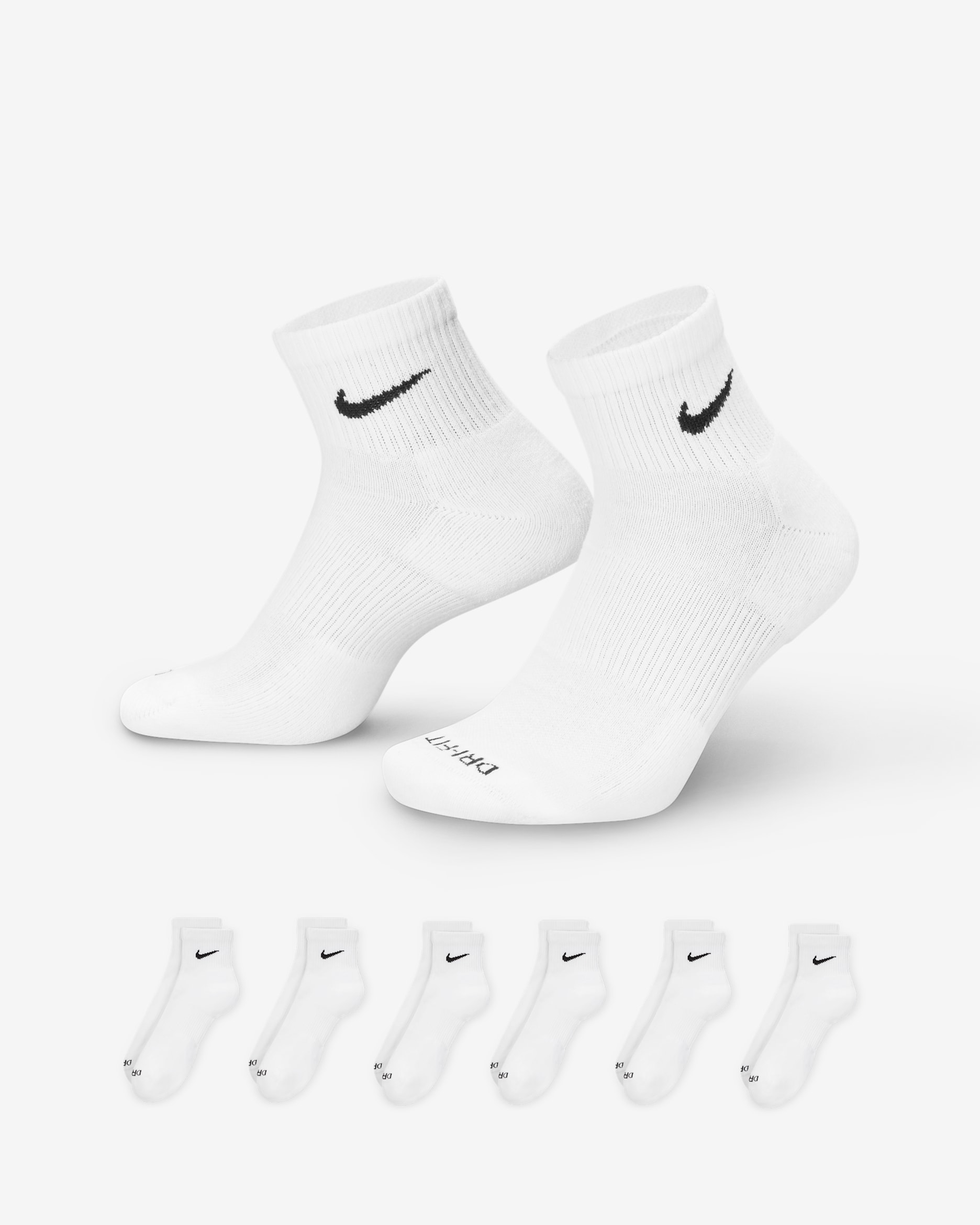 Nike Everyday Plus Cushioned Training Ankle Socks (6 Pairs) - White/Black