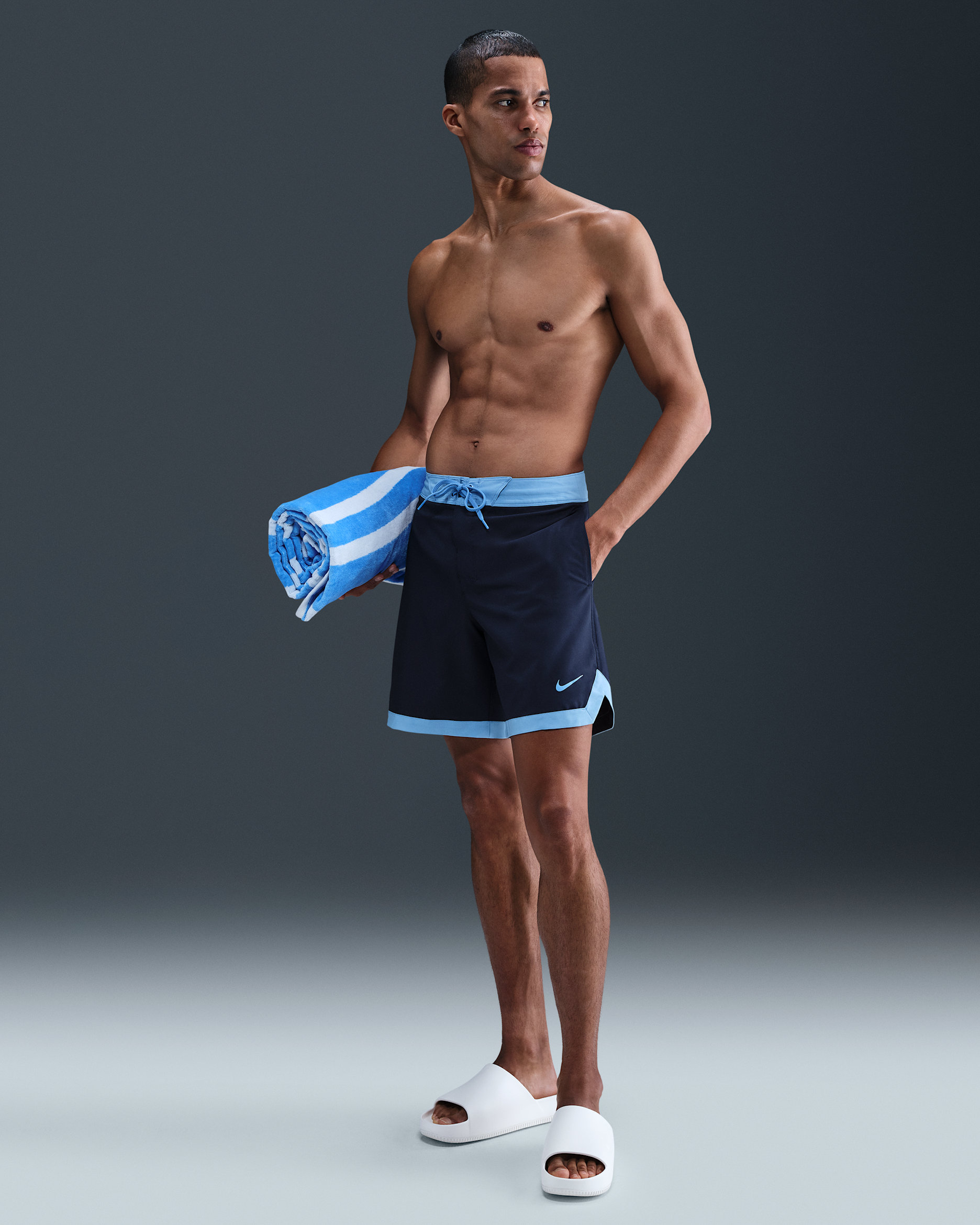 Shorts de playa de 18 cm para hombre Nike Swim Offshore - Azul marino medianoche/Azul universitario/Azul universitario