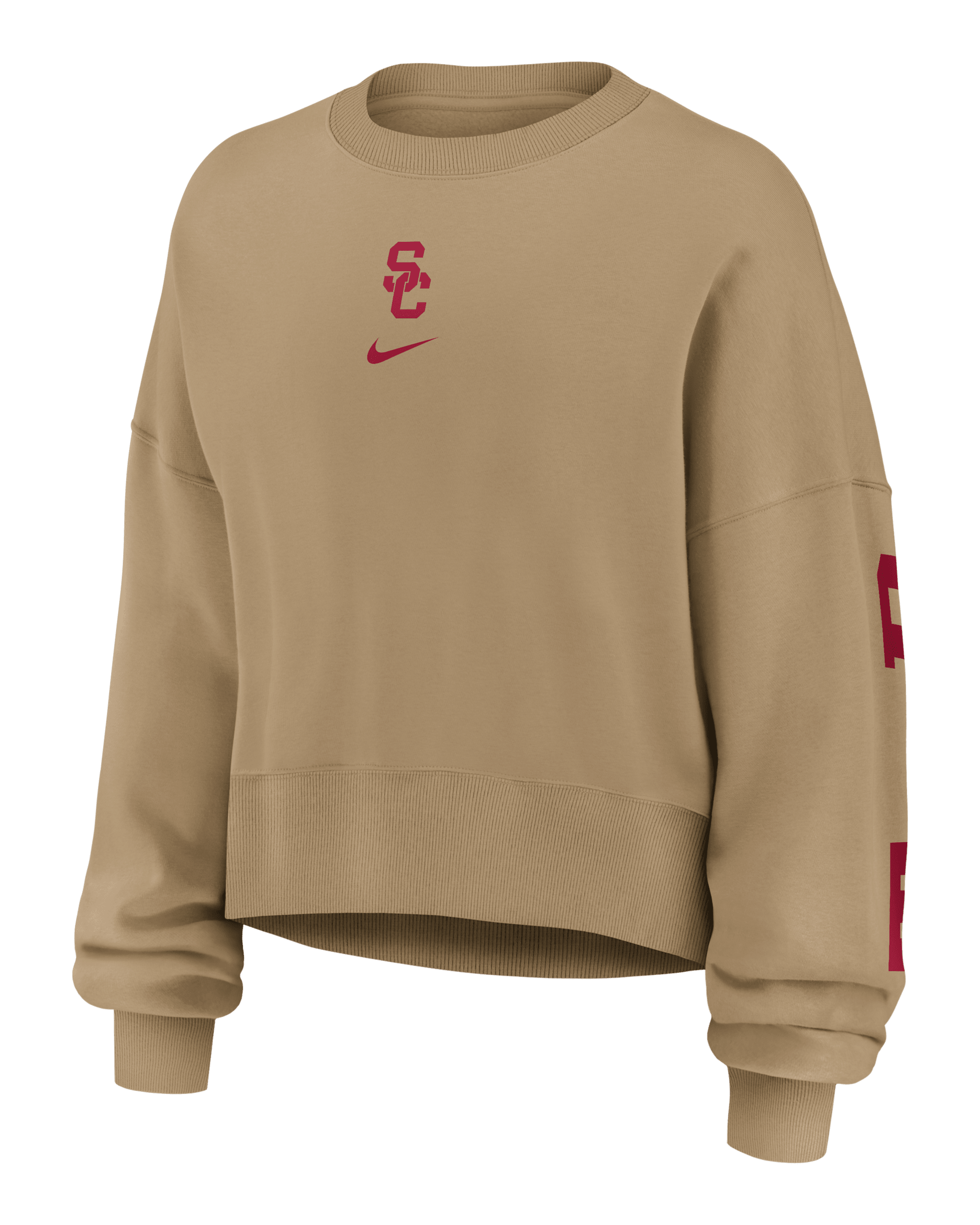 USC Phoenix 2-Hit Women's Nike College Pullover Crew - Parachute Beige