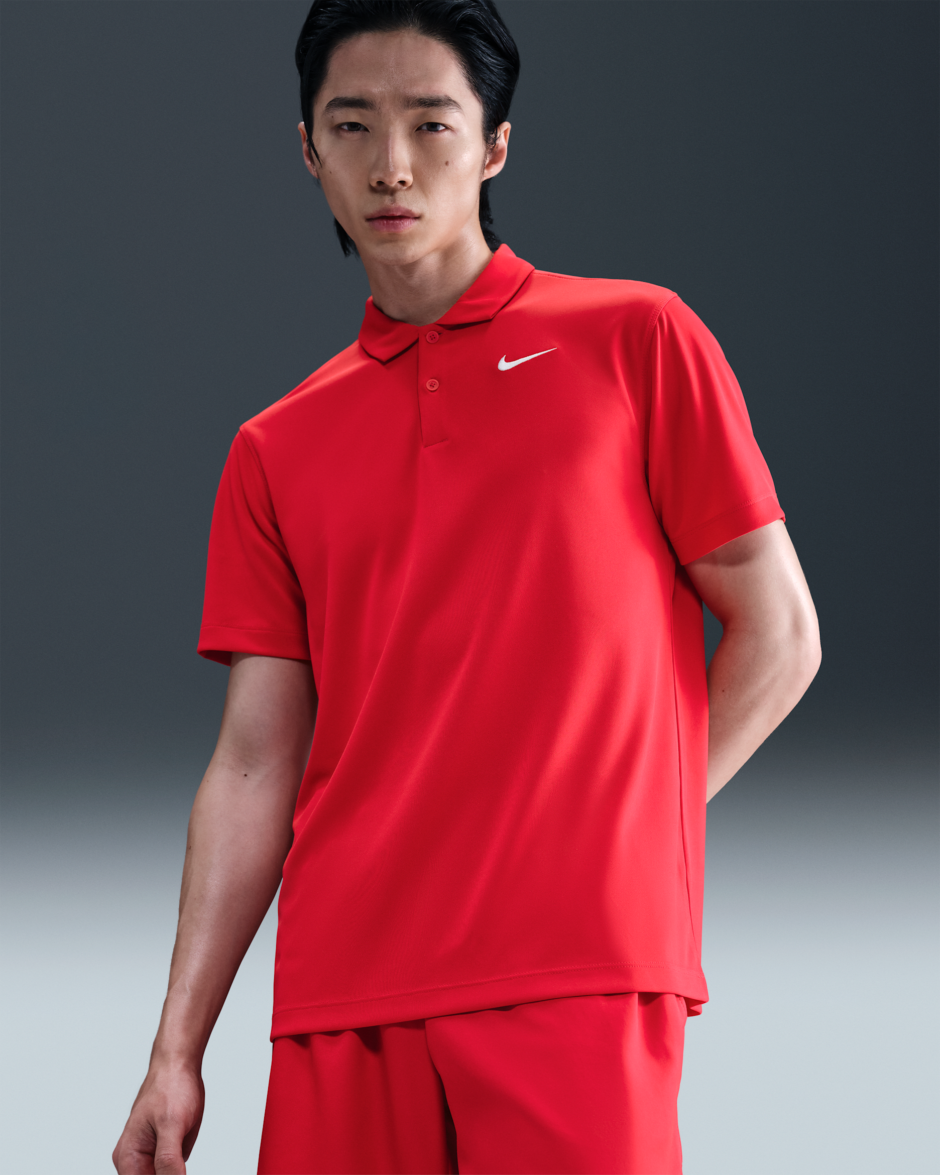 เสื้อโปโลเทนนิสผู้ชาย NikeCourt Dri-FIT - University Red/ขาว