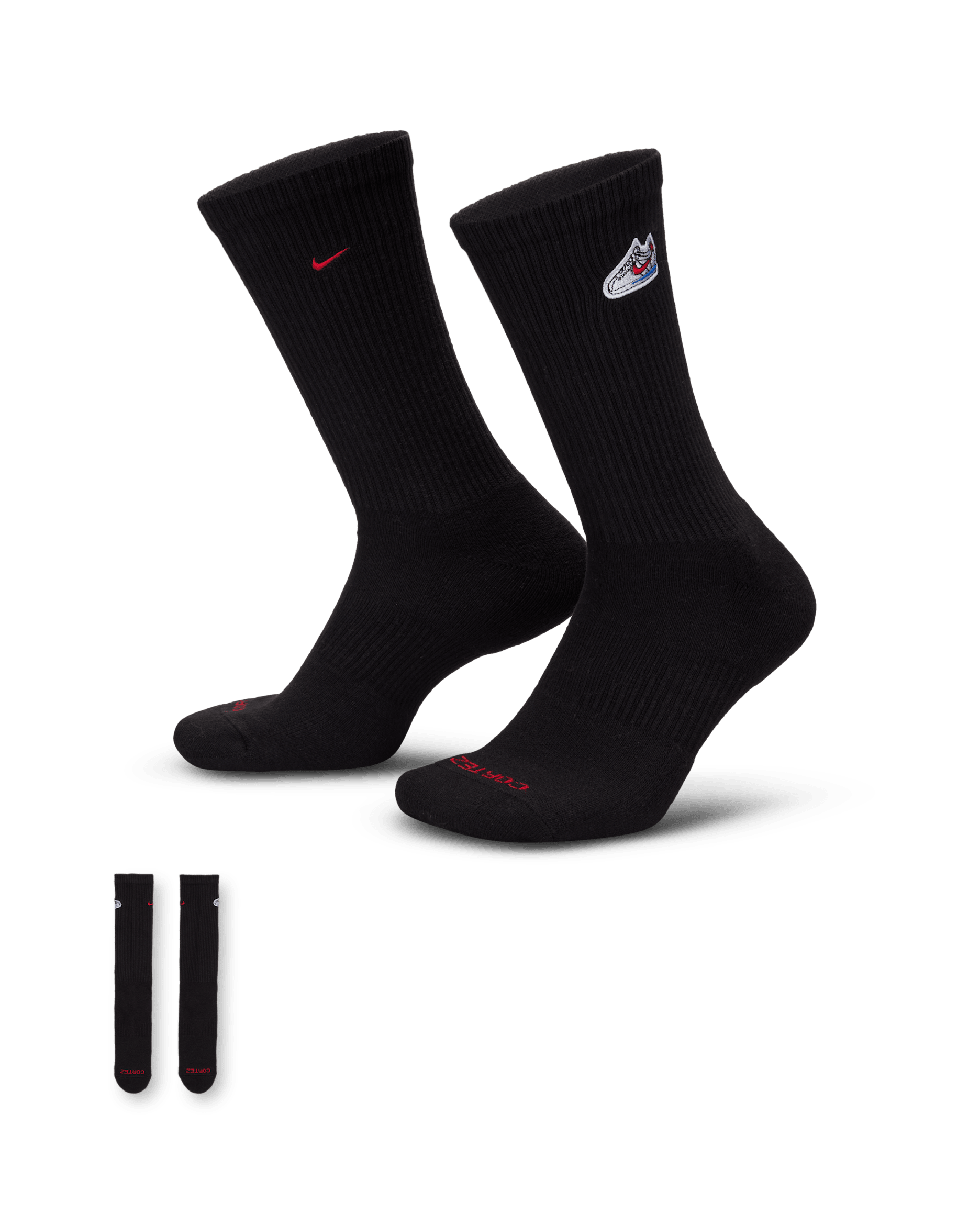 Nike Everyday Cushioned Crew Socks (1 Pair) - Black/Game Royal/University Red