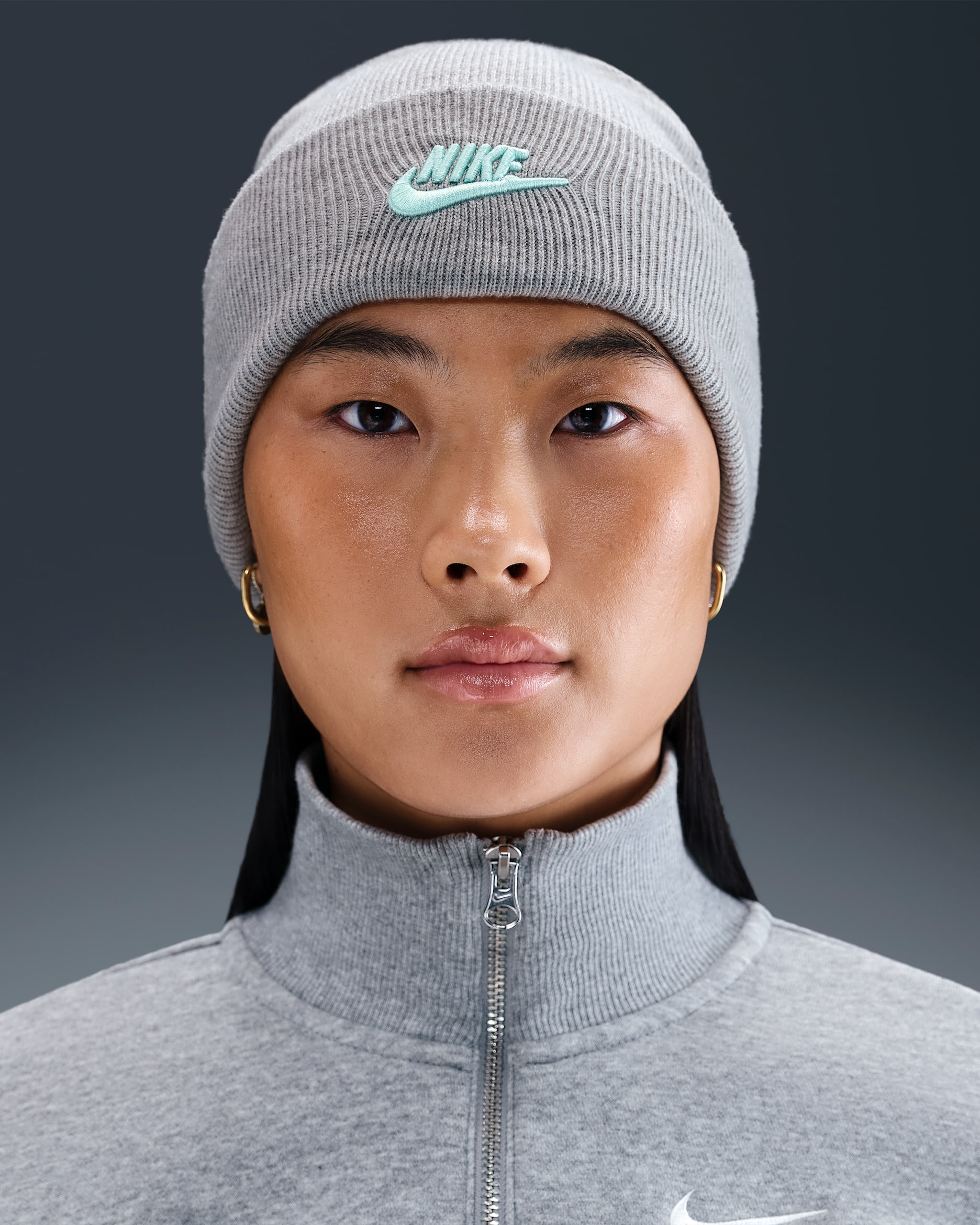 Nike Peak Futura Beanie - Dark Grey Heather/Mint Foam