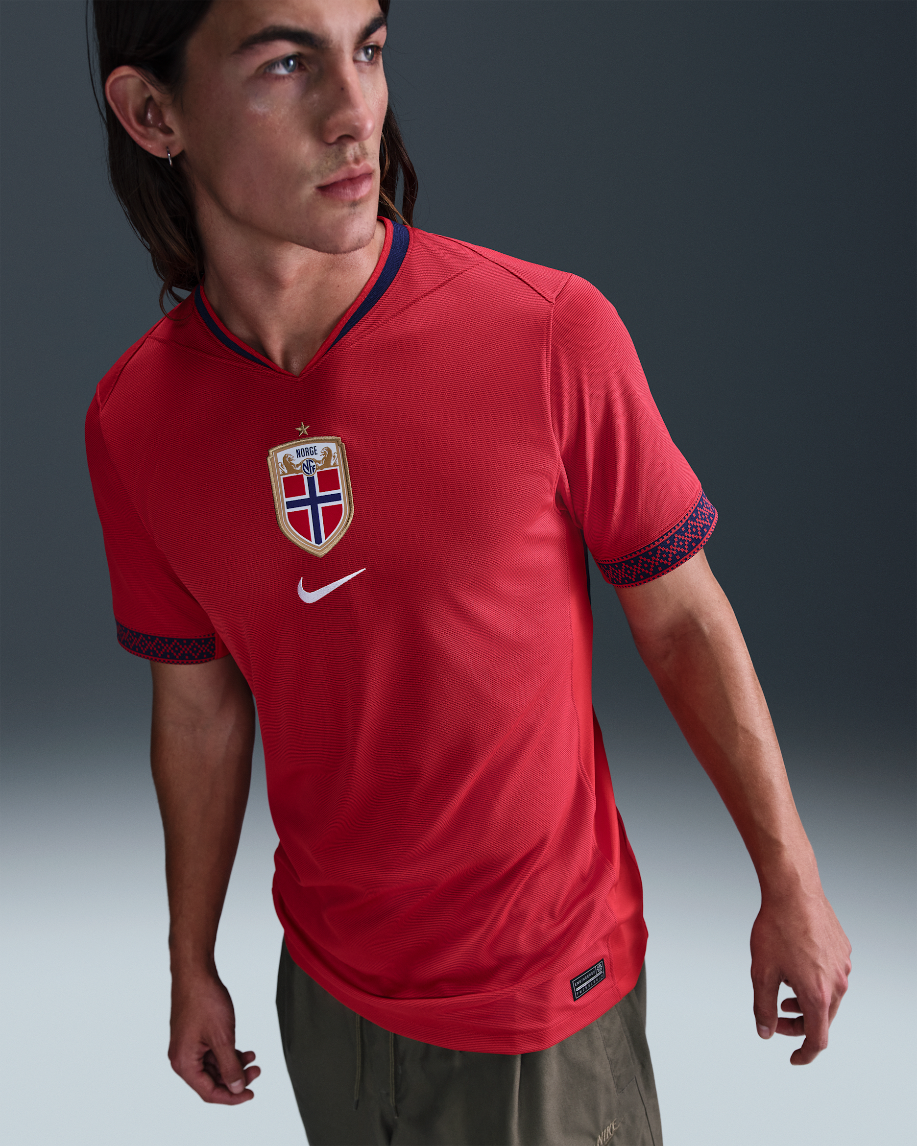 Maillot de foot Replica Nike Dri-FIT Norvège 2025 Stadium Domicile (équipe féminine) pour homme - University Red/Blue Void/Blanc