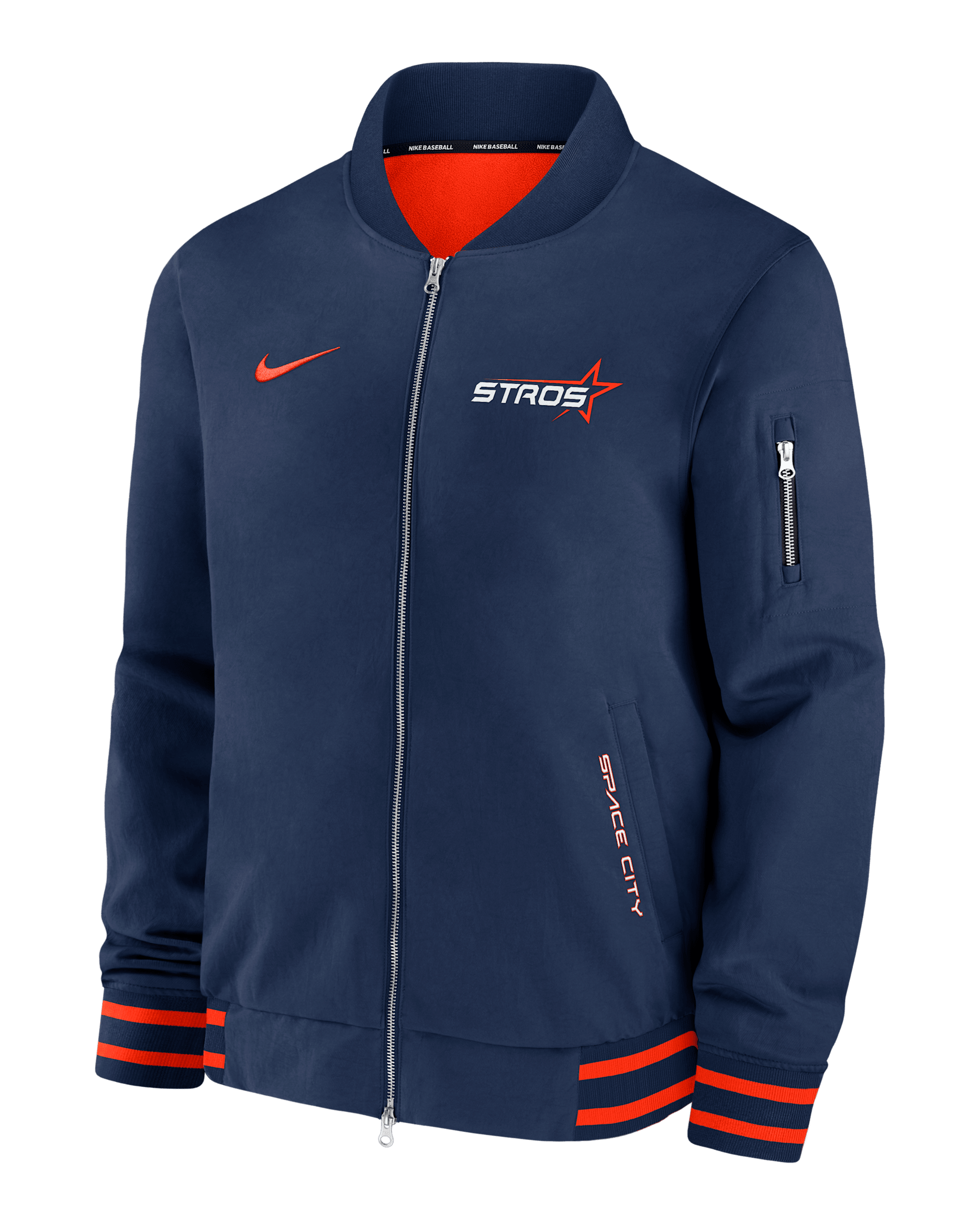 Houston Astros Authentic Collection City Connect Men's Nike MLB Full-Zip Bomber Jacket - Navy
