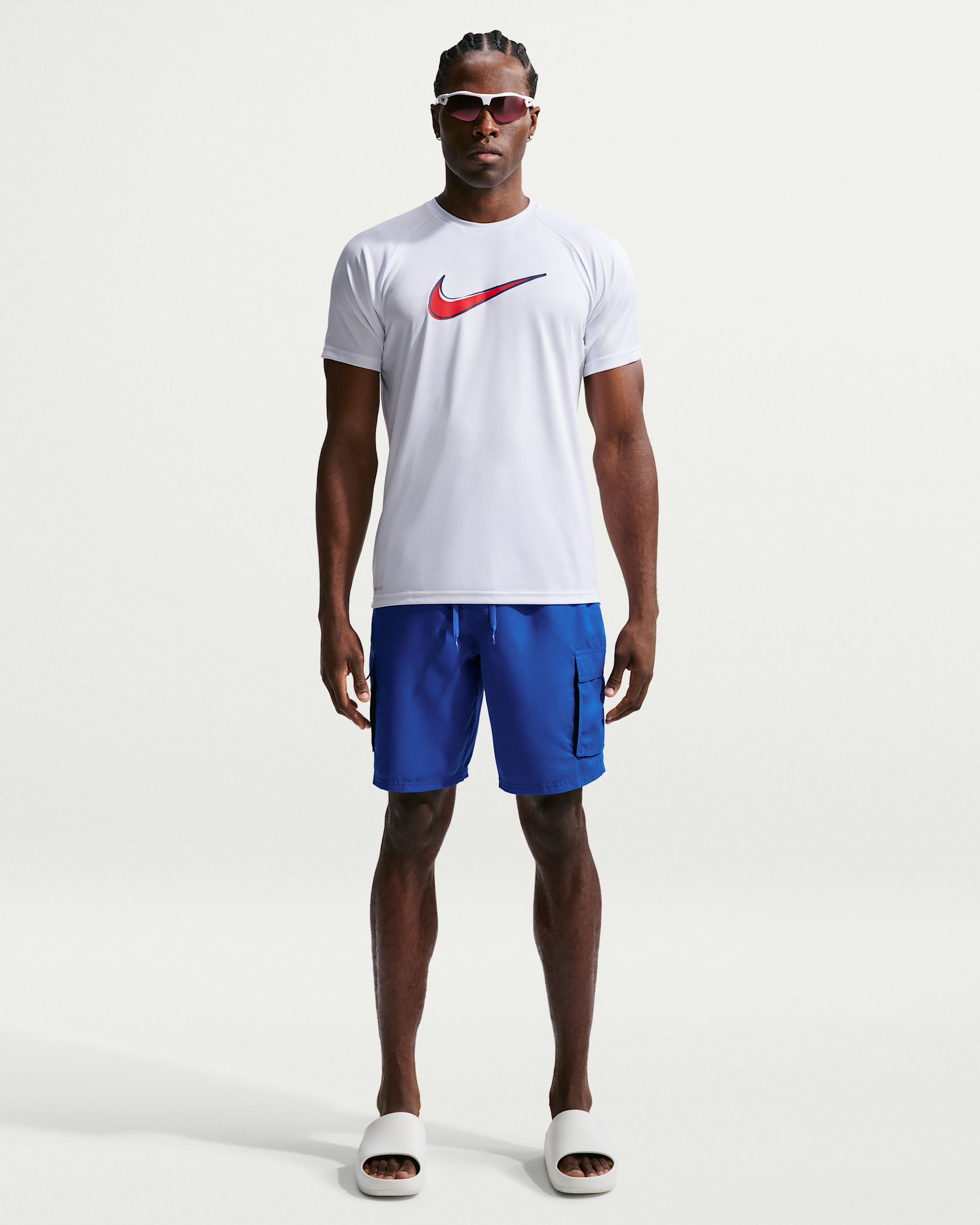 나이키 스윔 보이지 에센셜 남성 9인치 브리프 라인드 발리 쇼츠 - 게임 로얄/게임 로얄/게임 로얄/화이트