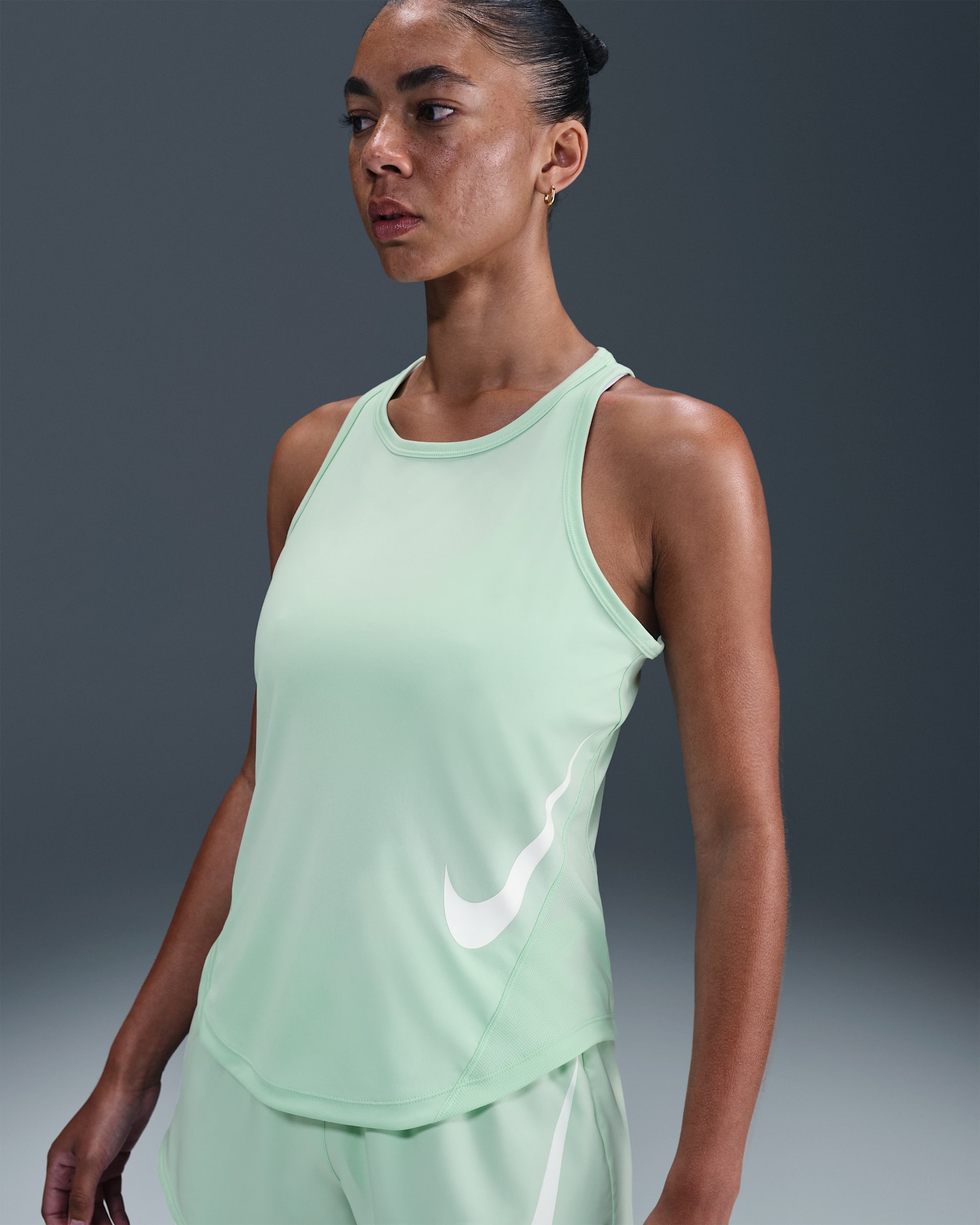 Nike Tempo Swoosh Run Women's Dri-FIT Running Tank Top - Mint Foam/White