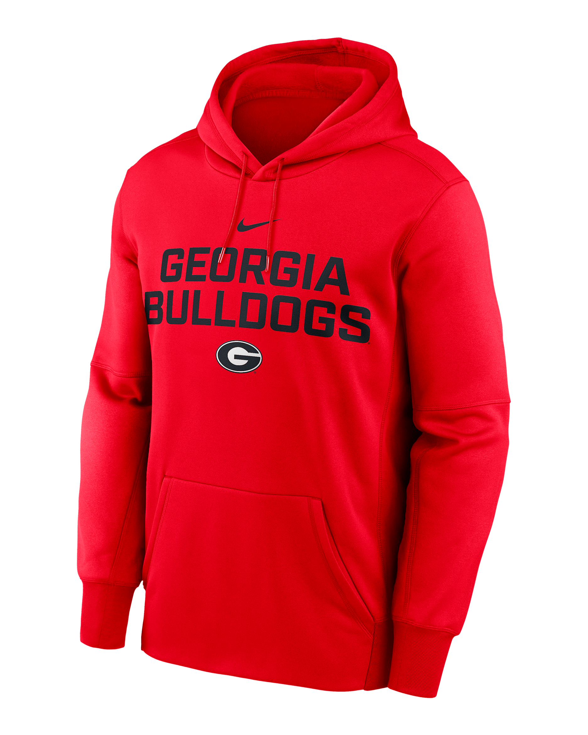 Georgia Team Stacked Men’s Nike Therma College Pullover Hoodie - Red