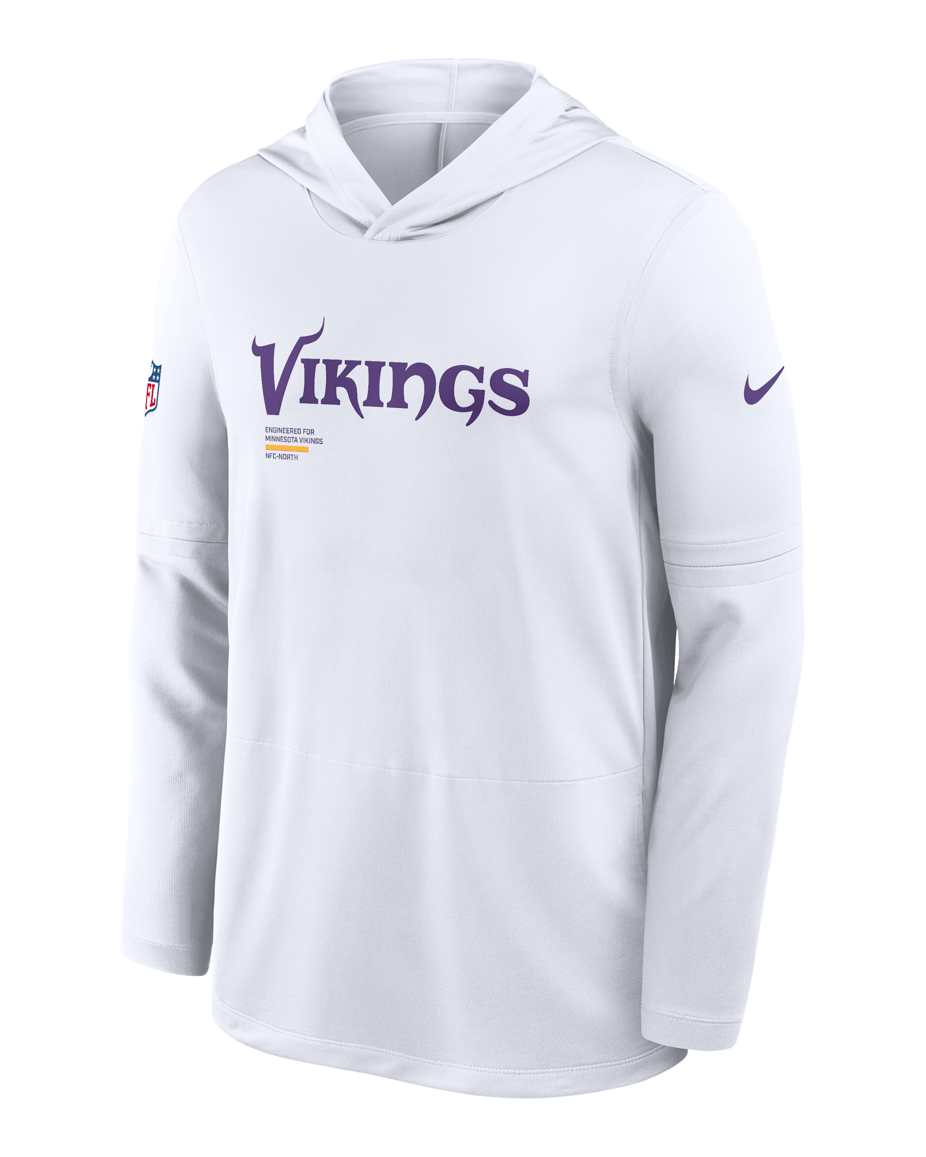 Minnesota Vikings Pure Fury Sideline Men's Nike Dri-FIT NFL Long-Sleeve Hooded Top - White