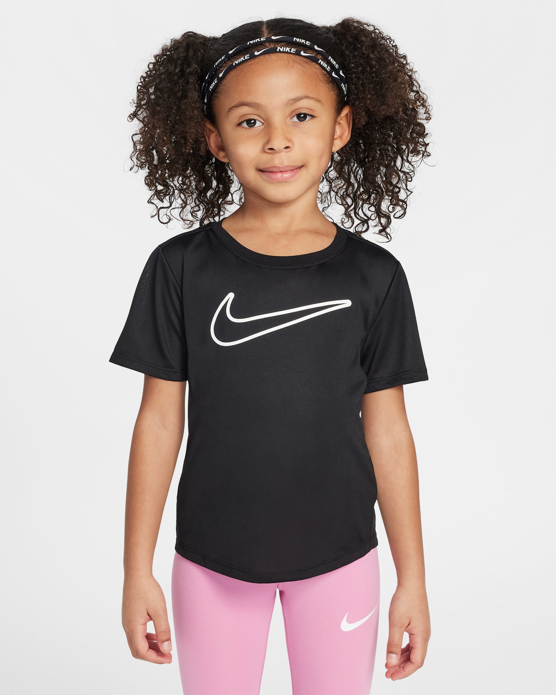 Playera con gráfico para niños talla pequeña Nike Dri-FIT - Negro