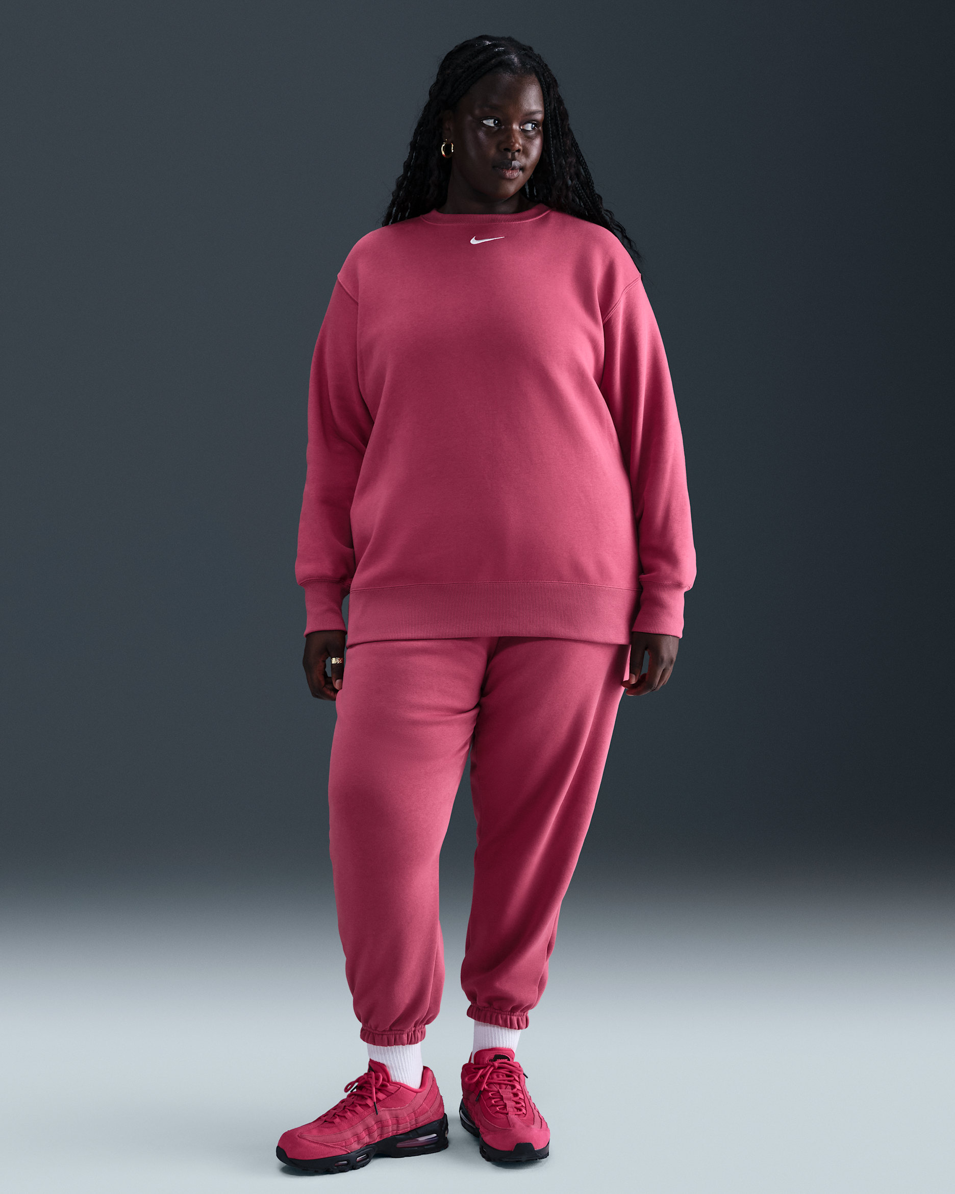 Nike Sportswear Phoenix Fleece Women's High-Waisted Oversized Sweatpants (Plus Size) - Sweet Beet/Sail