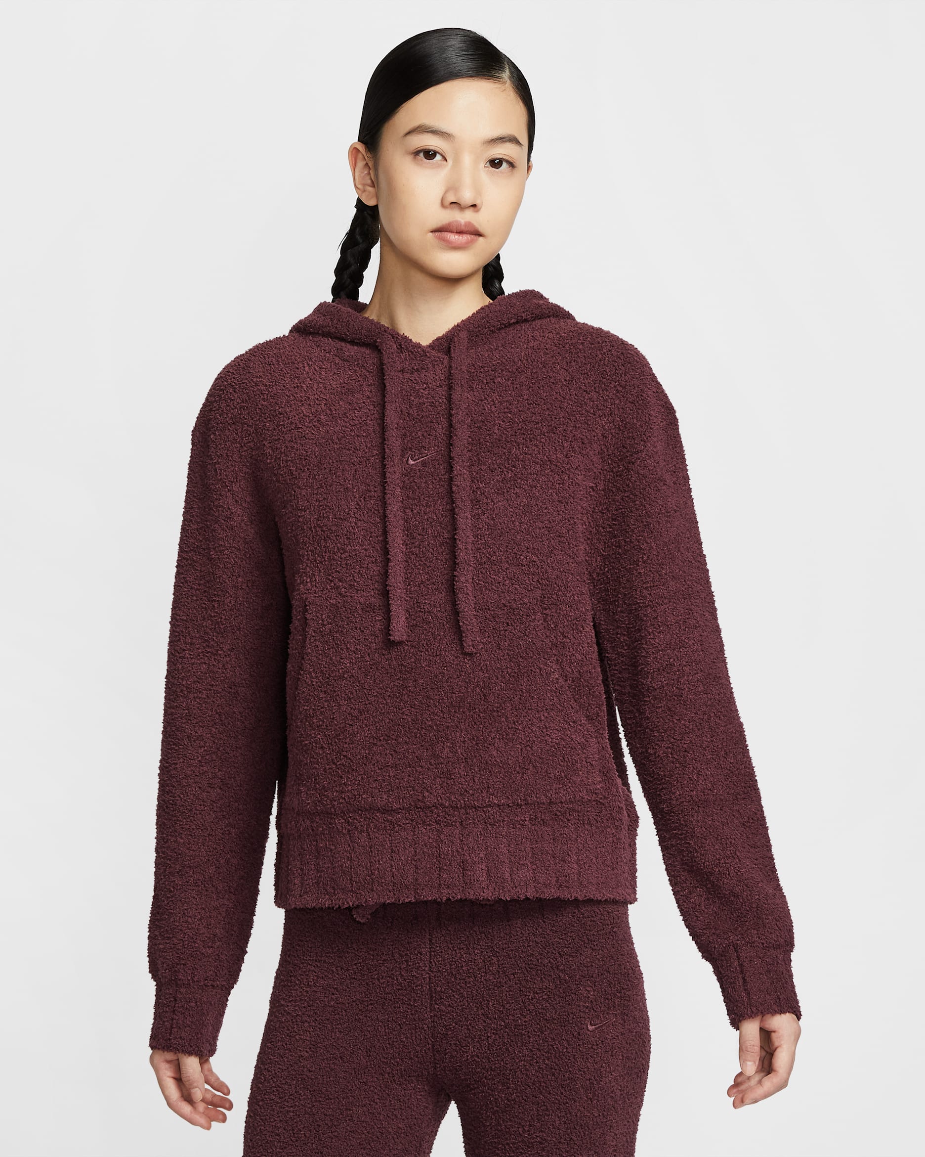 Nike Sportswear Phoenix Cosy Bouclé Women's Loose Knit Hoodie - Burgundy Crush/Burgundy Crush