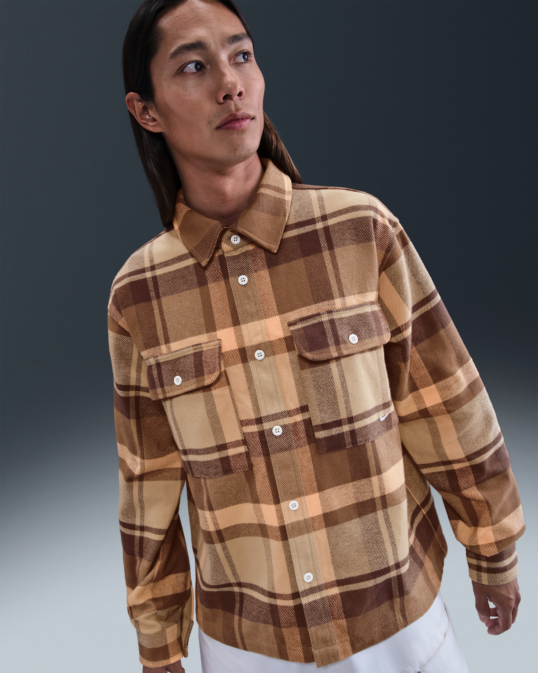 เสื้อเชิ้ต Field ผู้ชาย Nike Life - Baroque Brown/Parachute Beige/Mosswood Brown/ขาว