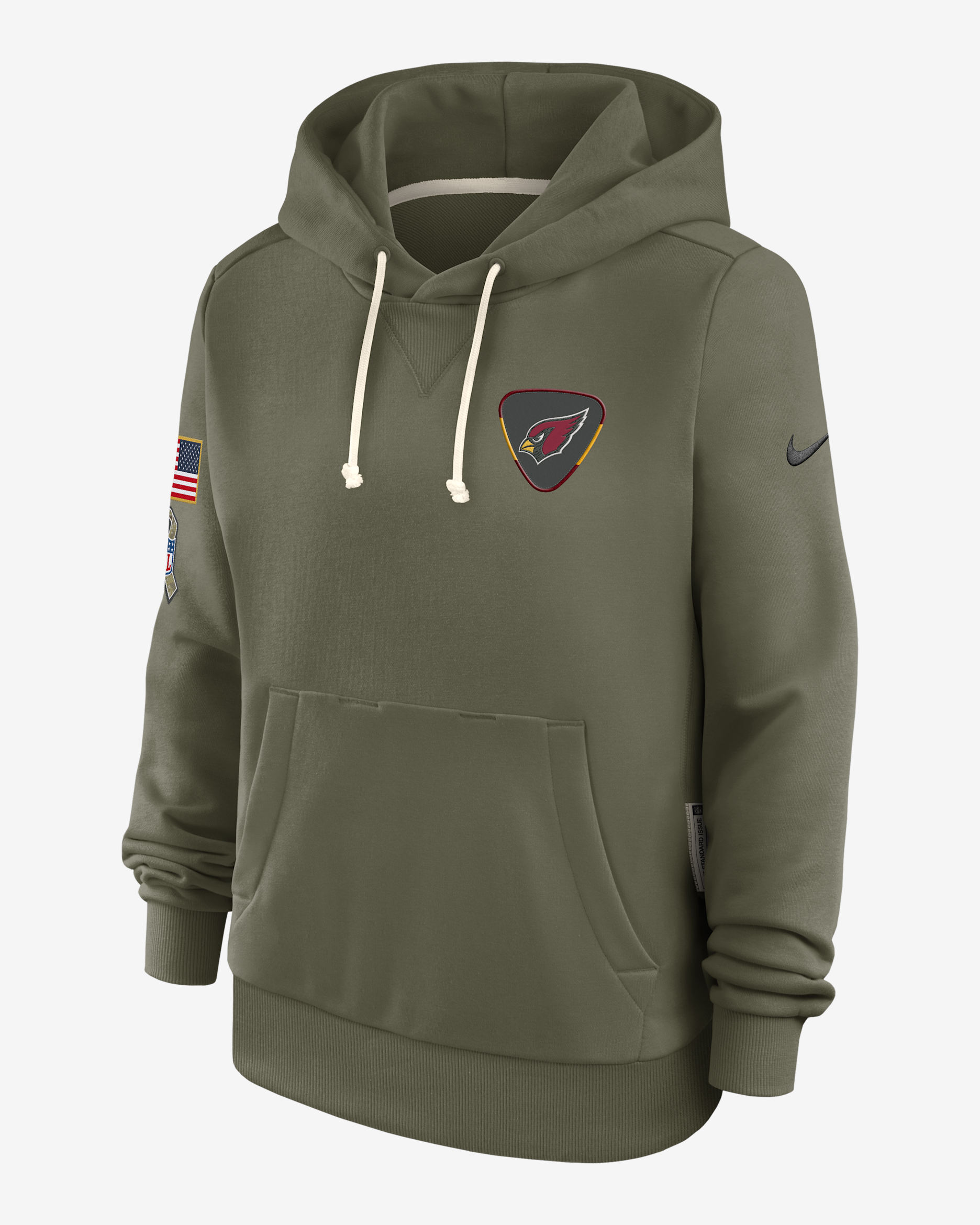 Arizona Cardinals Salute to Service Sideline Women's Nike Dri-FIT NFL Pullover Hoodie - Olive