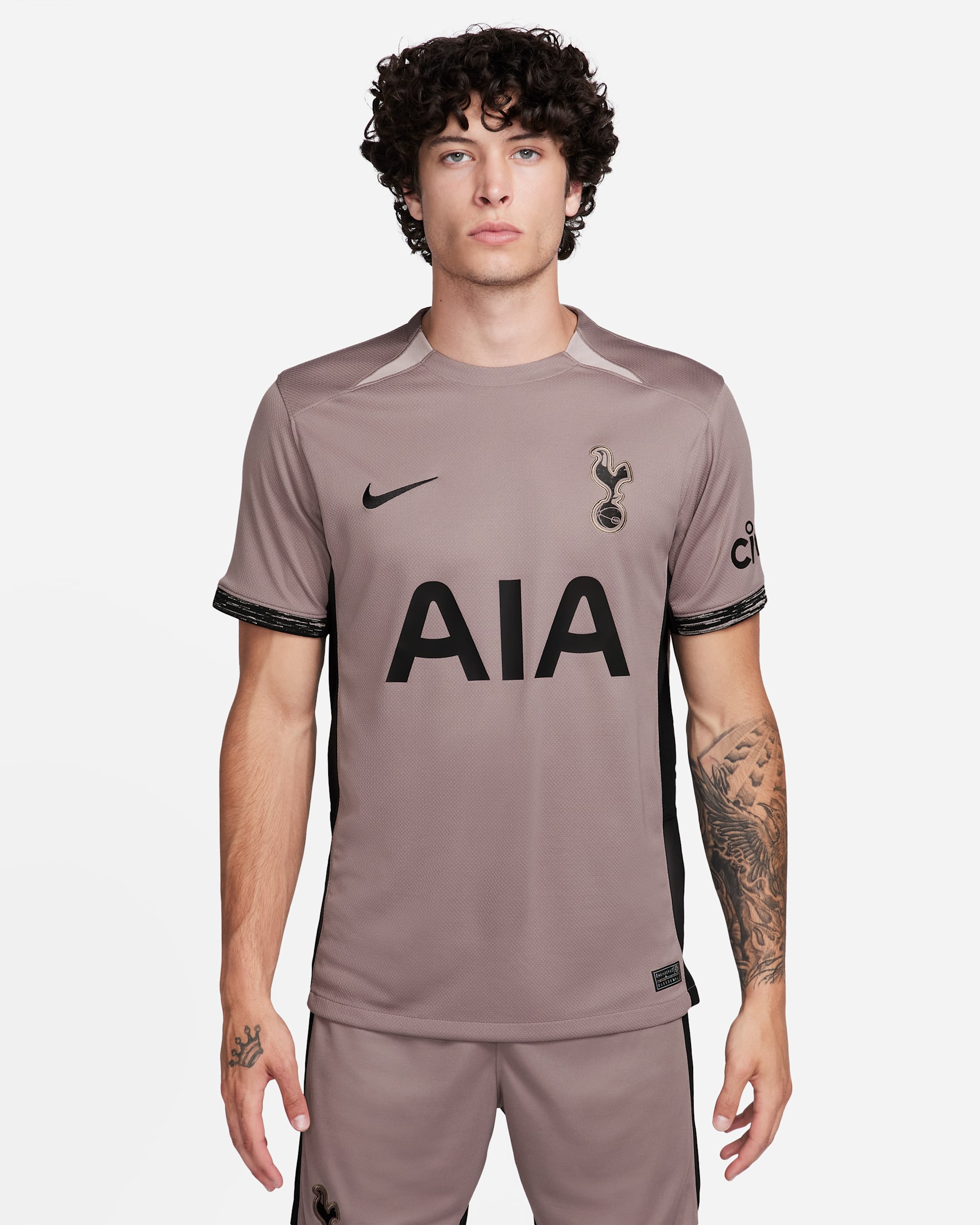 เสื้อแข่งฟุตบอลผู้ชาย Nike Dri-FIT Tottenham Hotspur 2023/24 Stadium Third - Taupe Haze/Diffused Taupe/ดำ