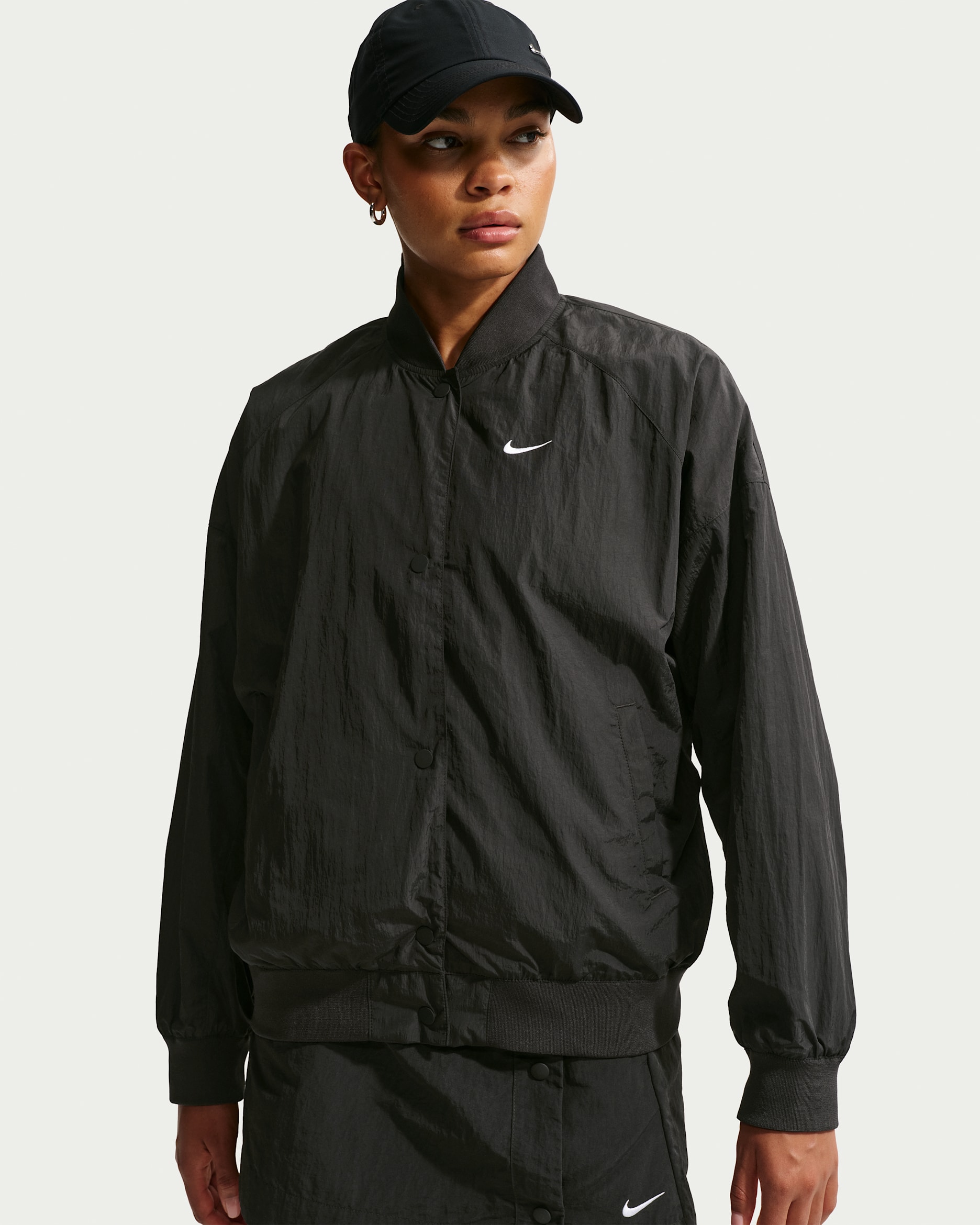 Giacca oversize stile college Nike Sportswear – Donna - Nero/Nero/Nero/Bianco