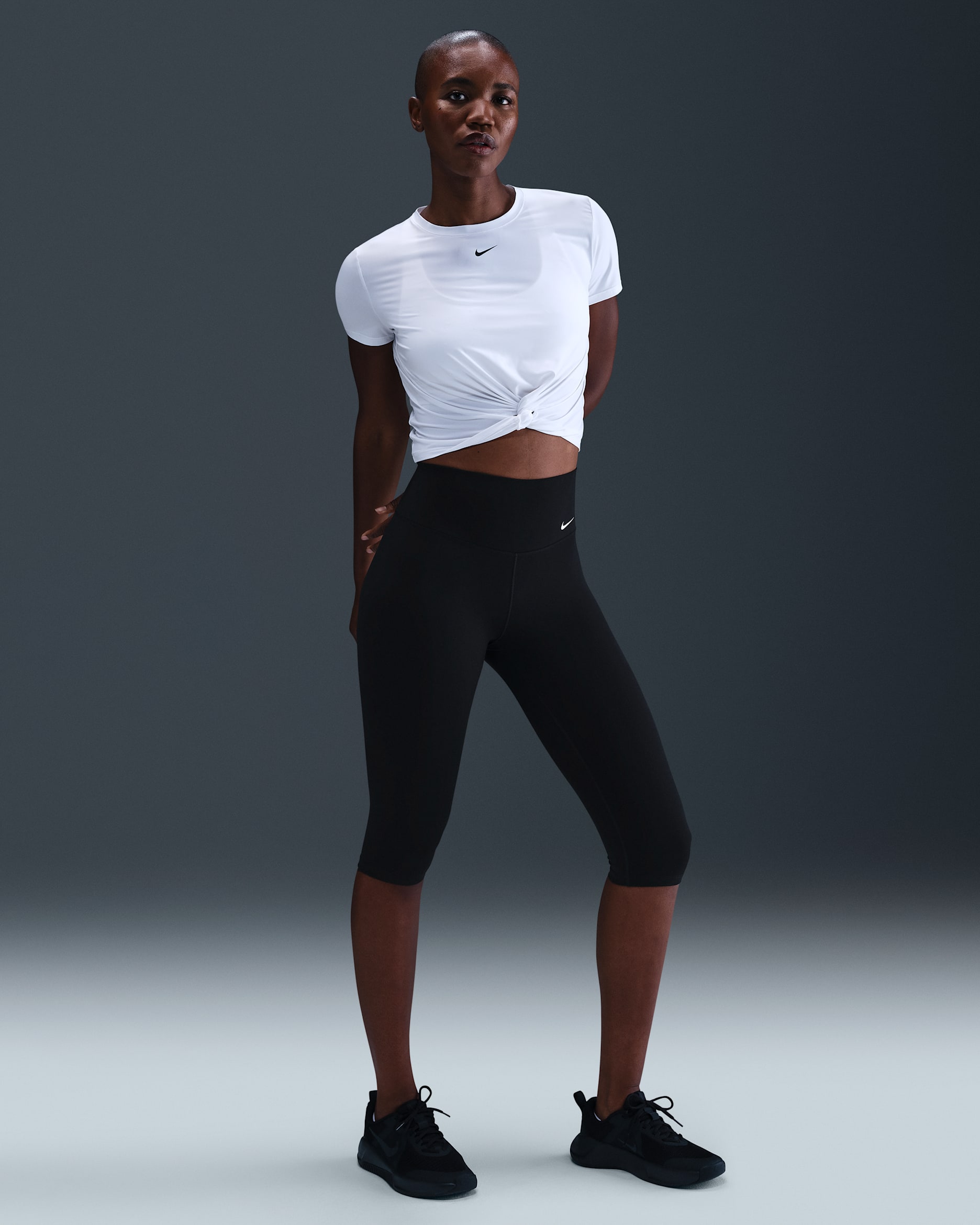 Legging corsaire taille haute Nike One pour femme - Noir/Blanc
