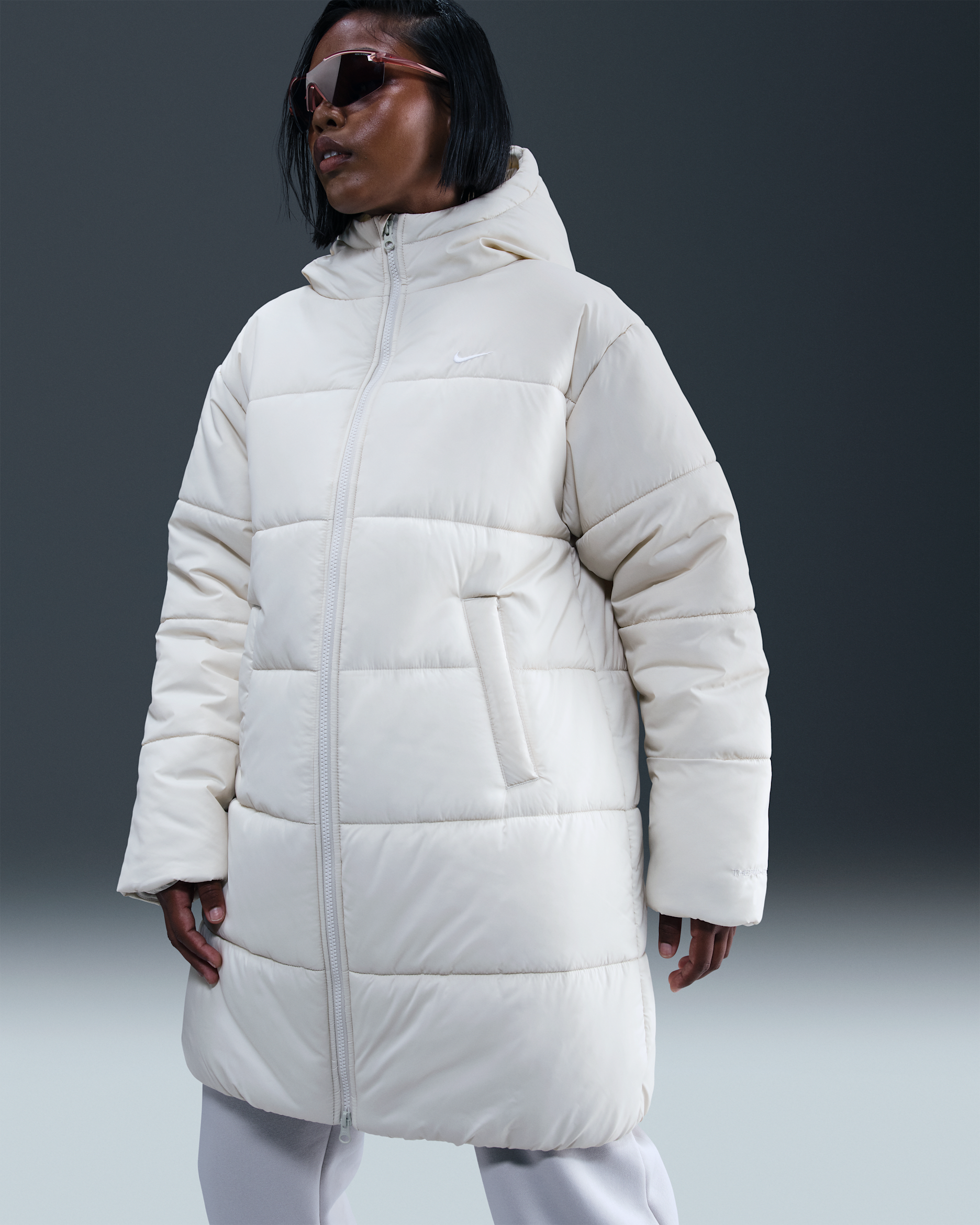 Nike Sportswear Classic Women's Therma-FIT Loose Hooded Parka - Light Bone/White