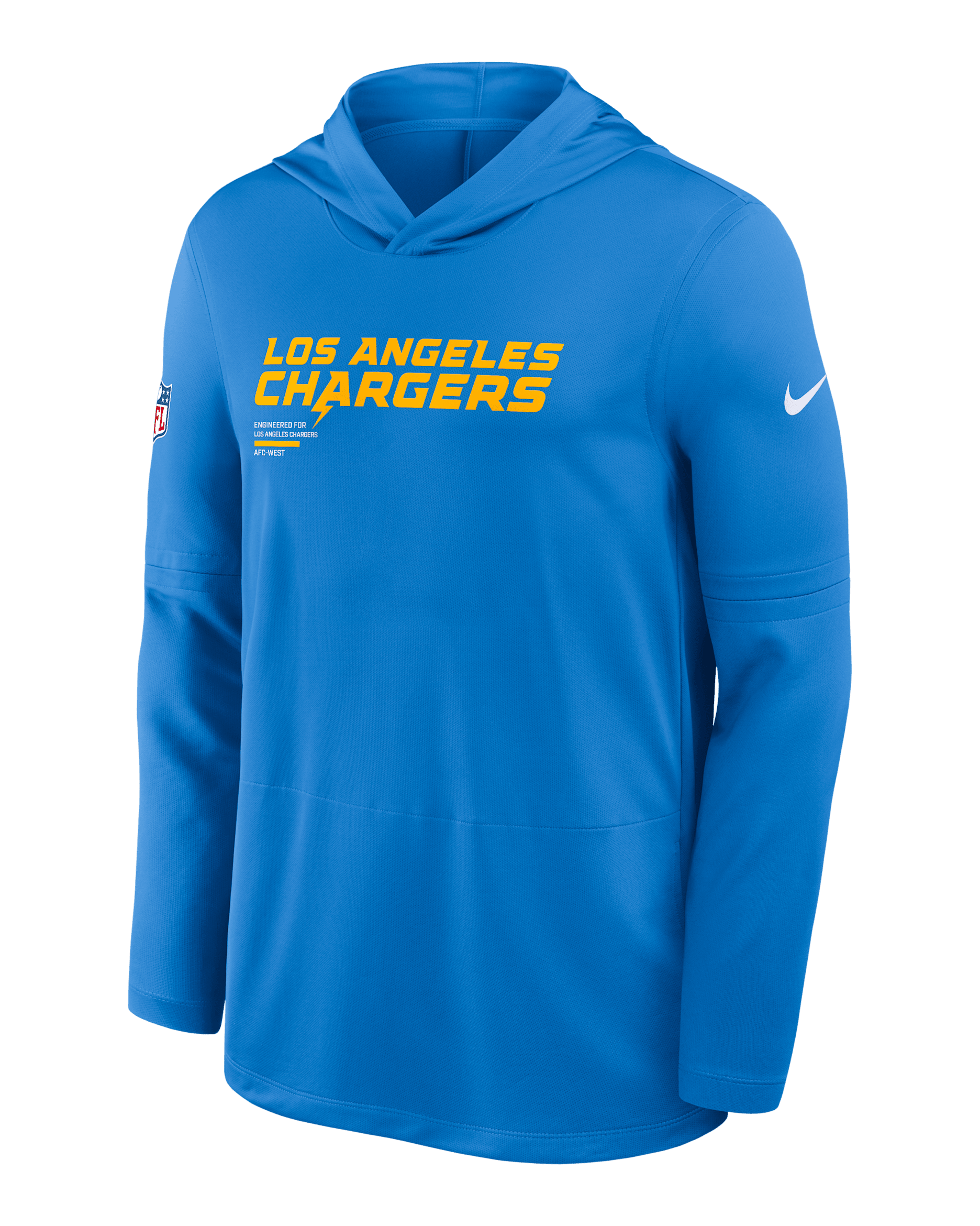 Los Angeles Chargers Pure Fury Sideline Men's Nike Dri-FIT NFL Long-Sleeve Hooded Top - Blue
