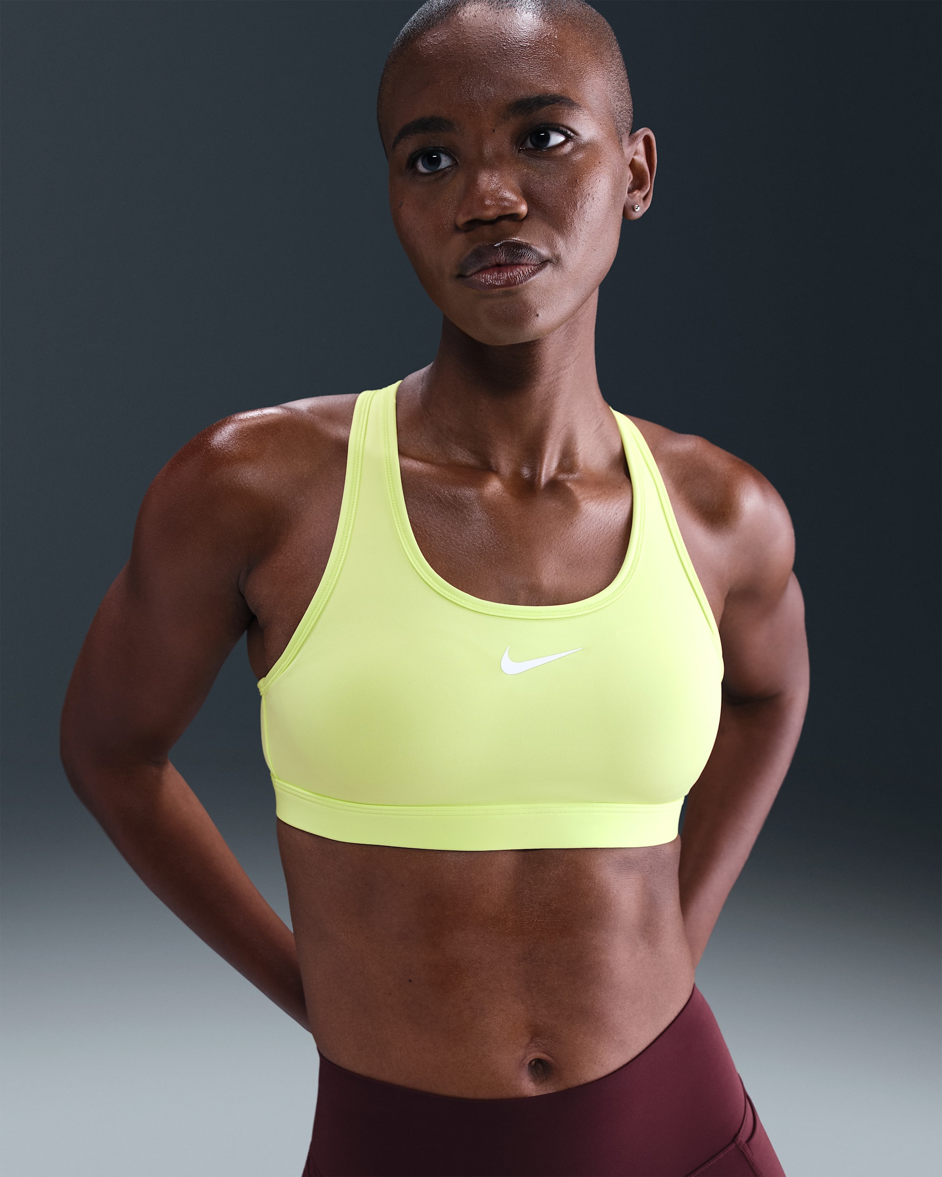 Nike Swoosh Medium Support Women's Padded Sports Bra - Light Lemon Twist/Stone Mauve/White