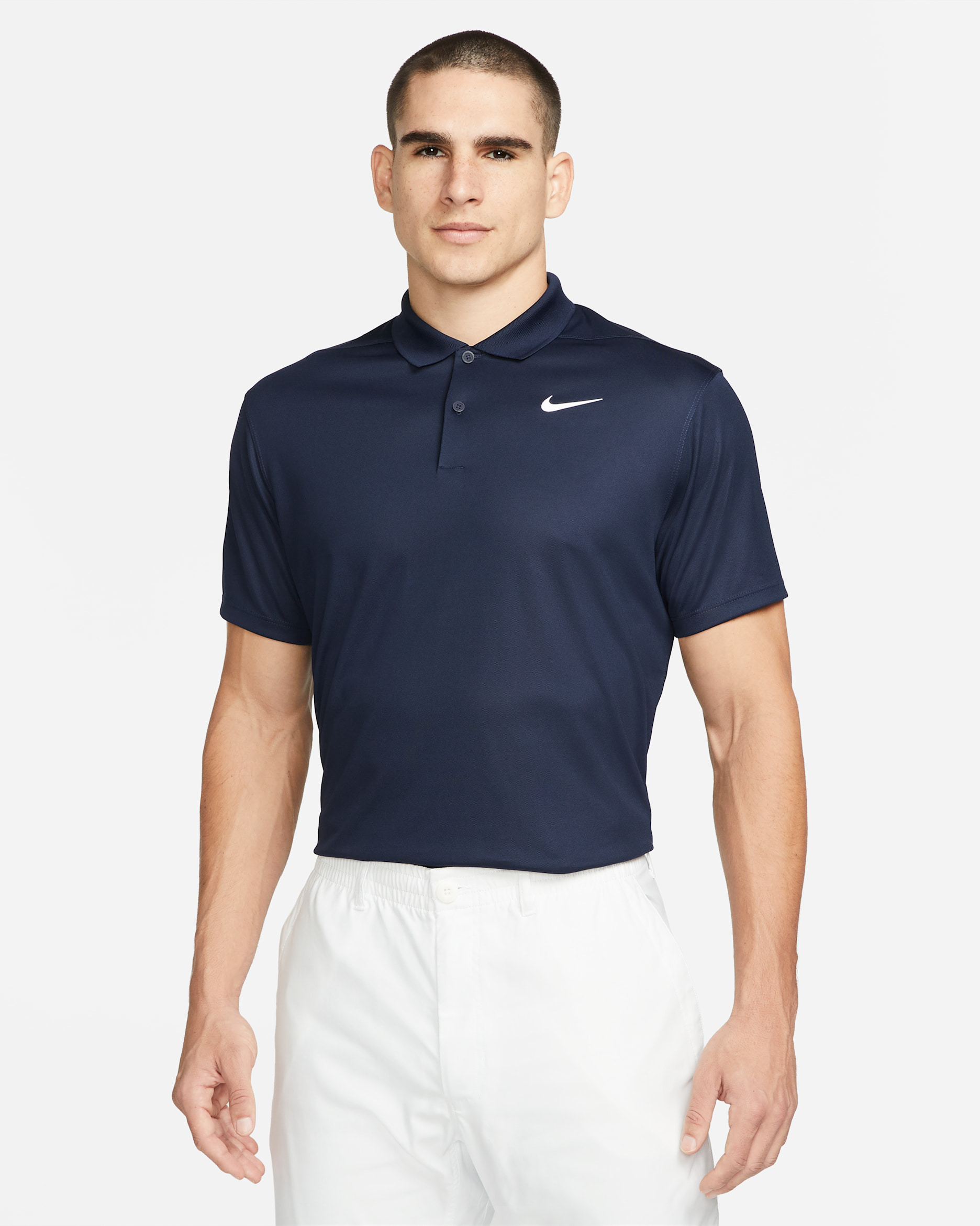 Polo de tenis para hombre NikeCourt Dri-FIT - Obsidiana/Blanco