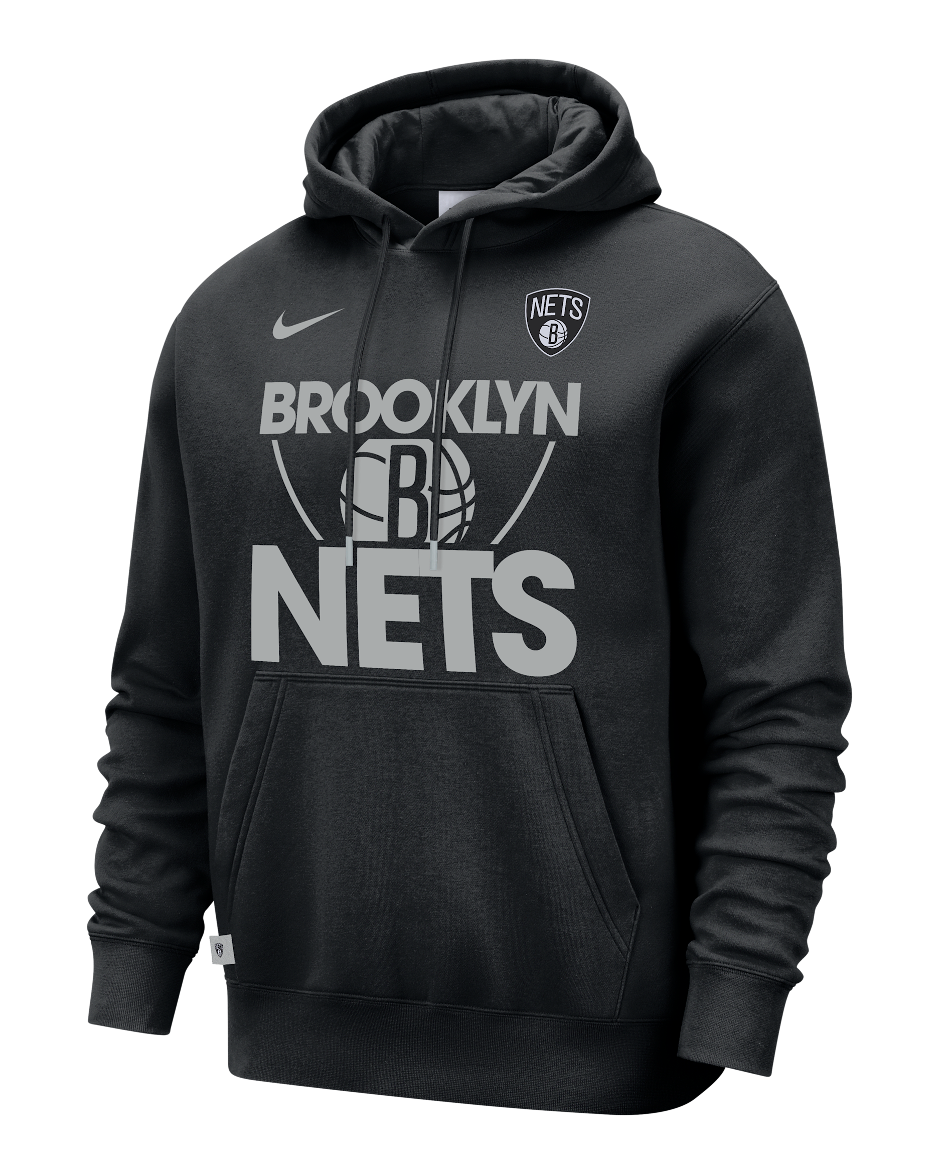 Brooklyn Nets Club Courtside Men's Nike NBA Pullover Hoodie - Black/Flat Silver