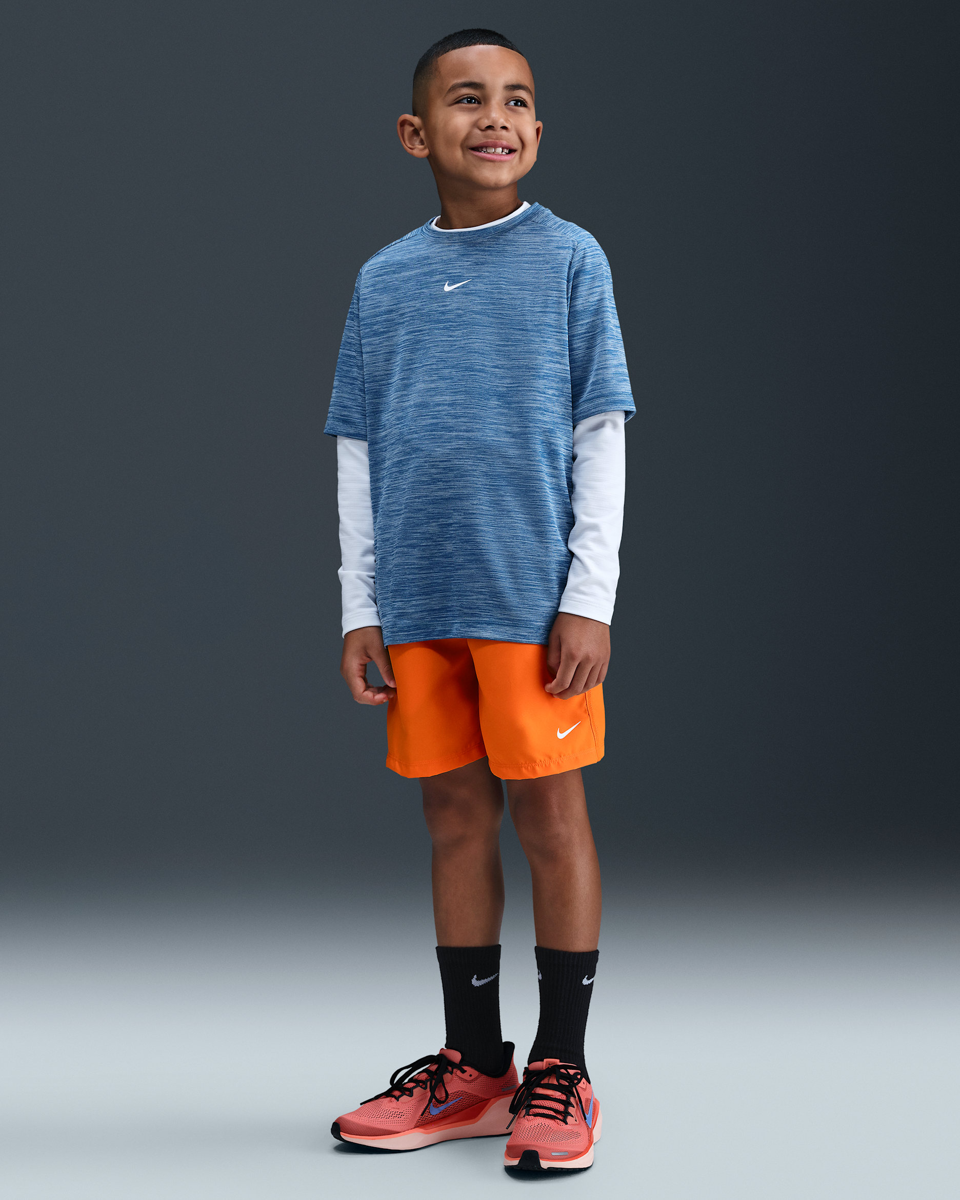 Nike Multi Big Kids' Dri-FIT Training Shorts - Bright Ceramic/White