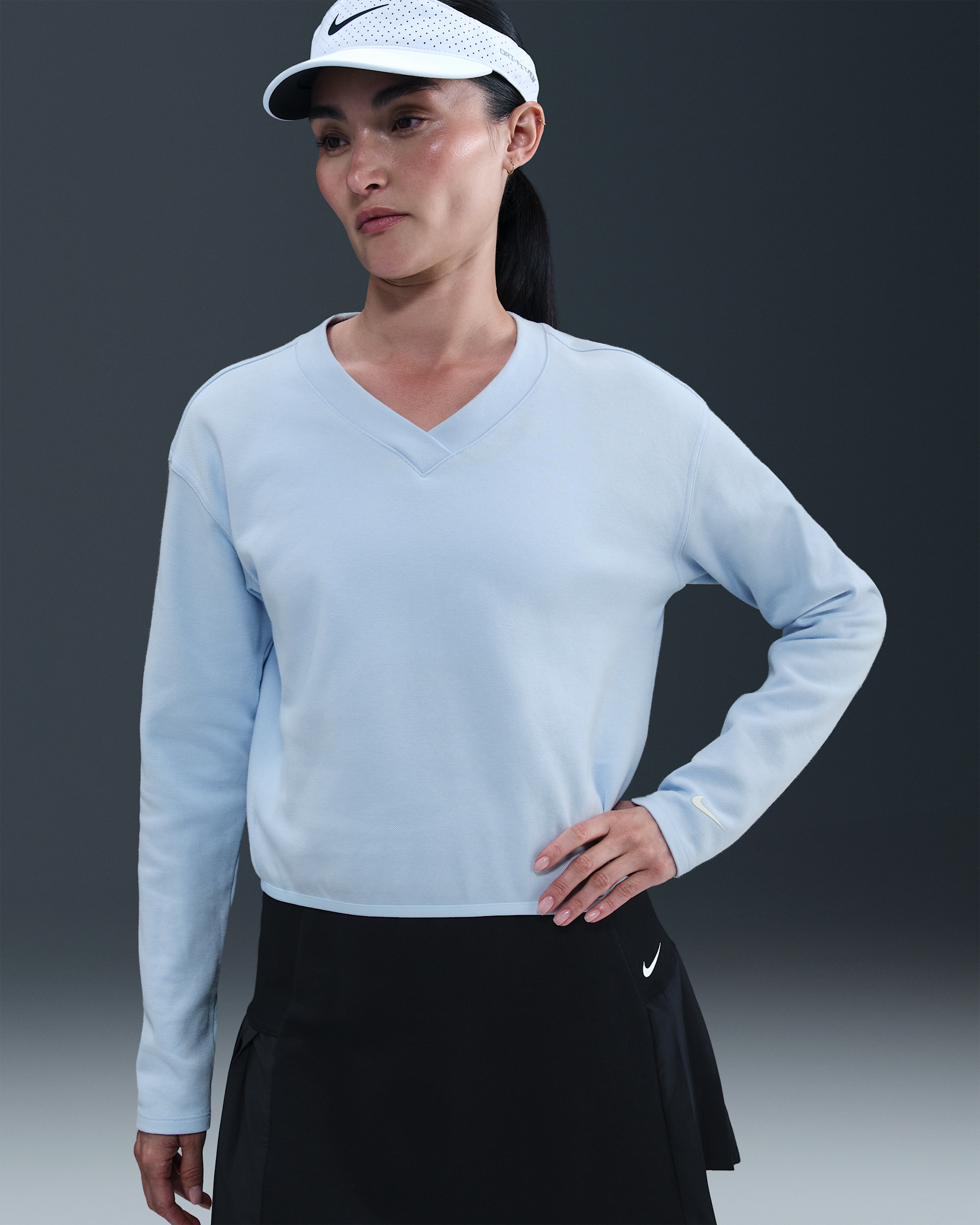 Nike Women's V-Neck Long-Sleeve Golf Top - Celestine Blue/Celestine Blue/Sail