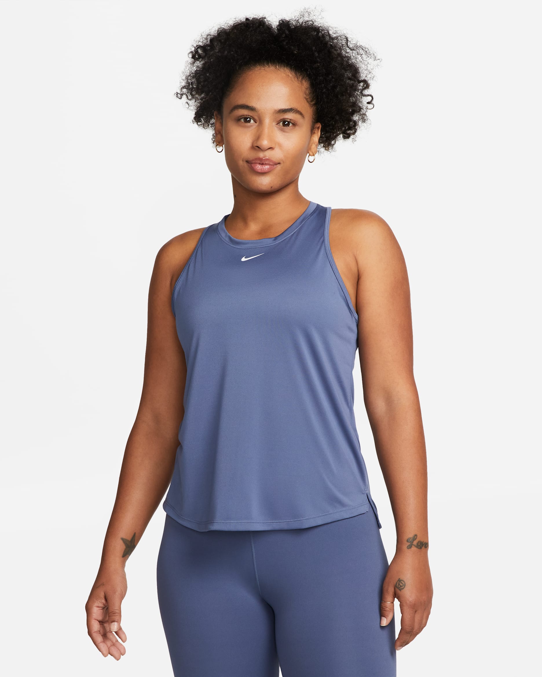 Nike Dri-FIT One Women's Standard Fit Tank - Diffused Blue/White