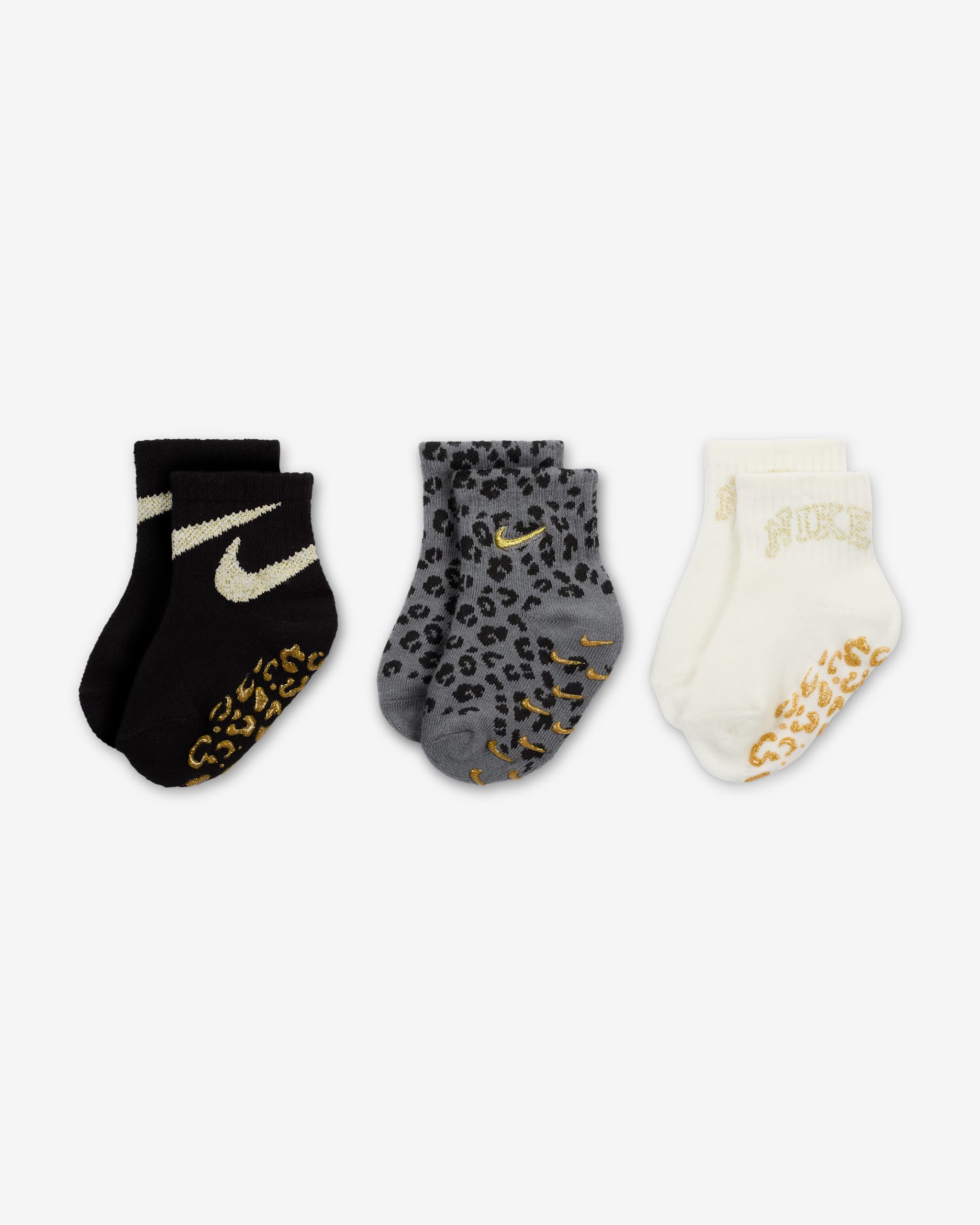 Nike Swoosh Spirit Baby Gripper Socks (3 Pairs) - Black