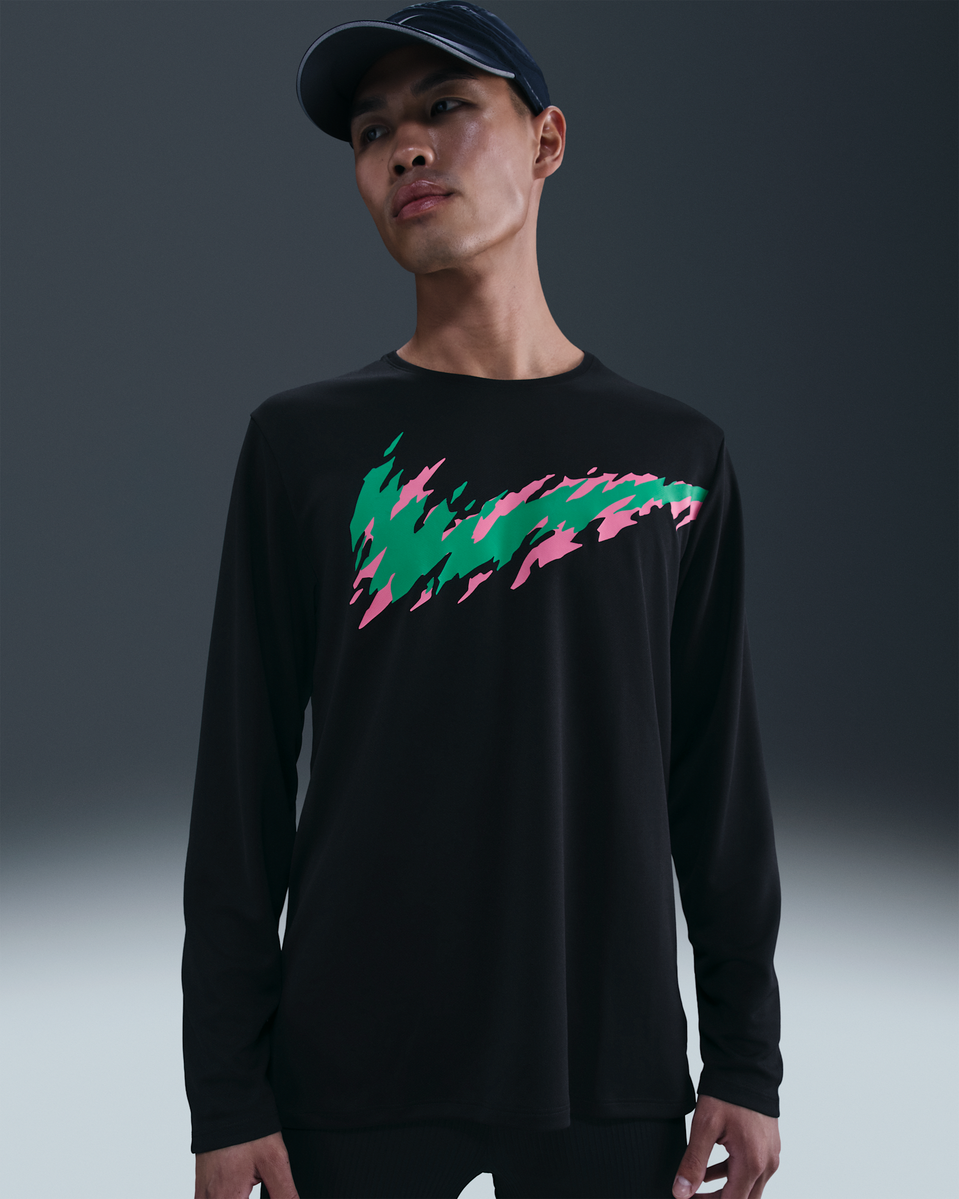 ナイキ マイラー メンズ Dri-FIT UV ロングスリーブ ランニングトップ - ブラック