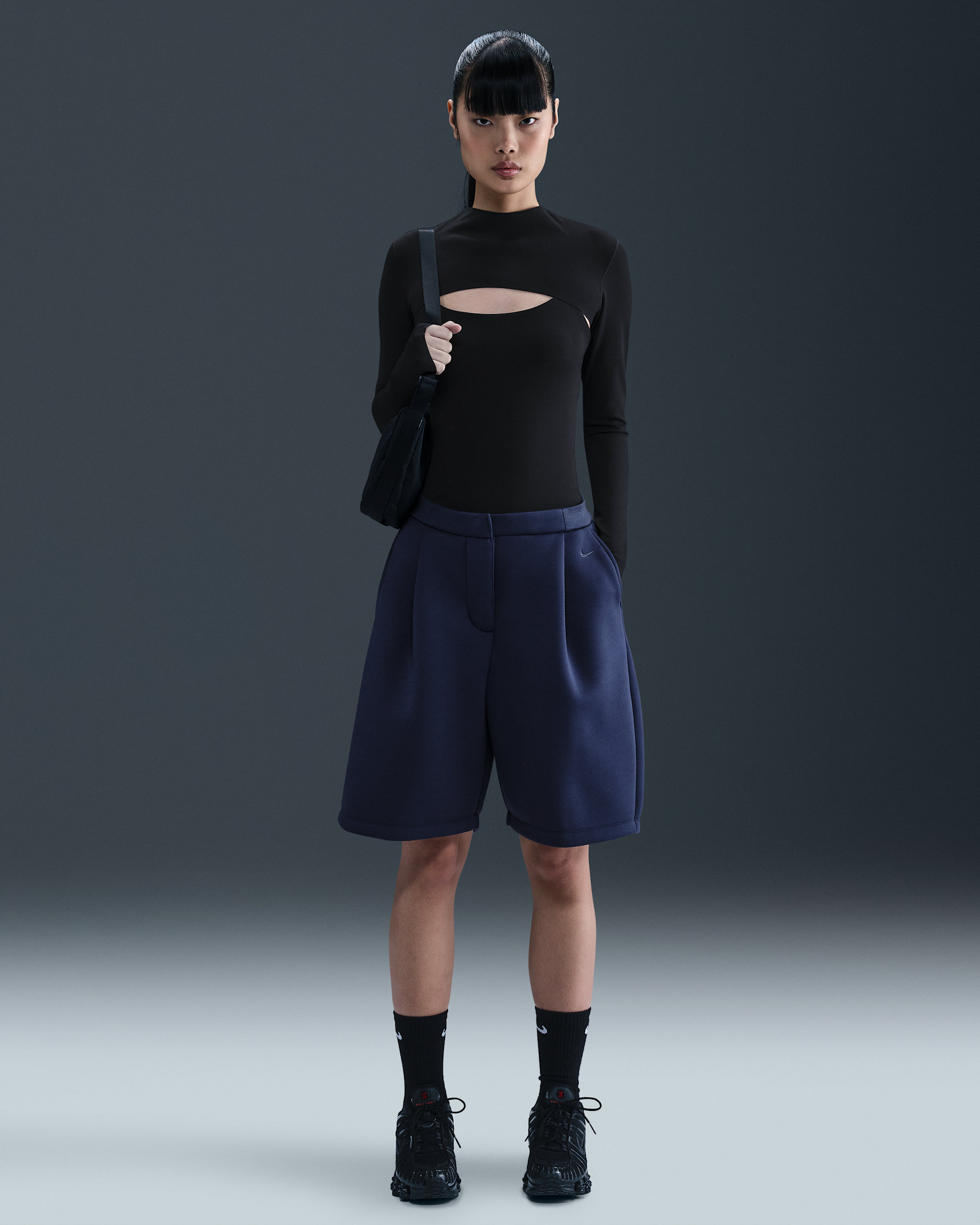 Nike Sportswear Modern Fleece Women's Mid-Rise Loose Shorts - Midnight Navy/Obsidian