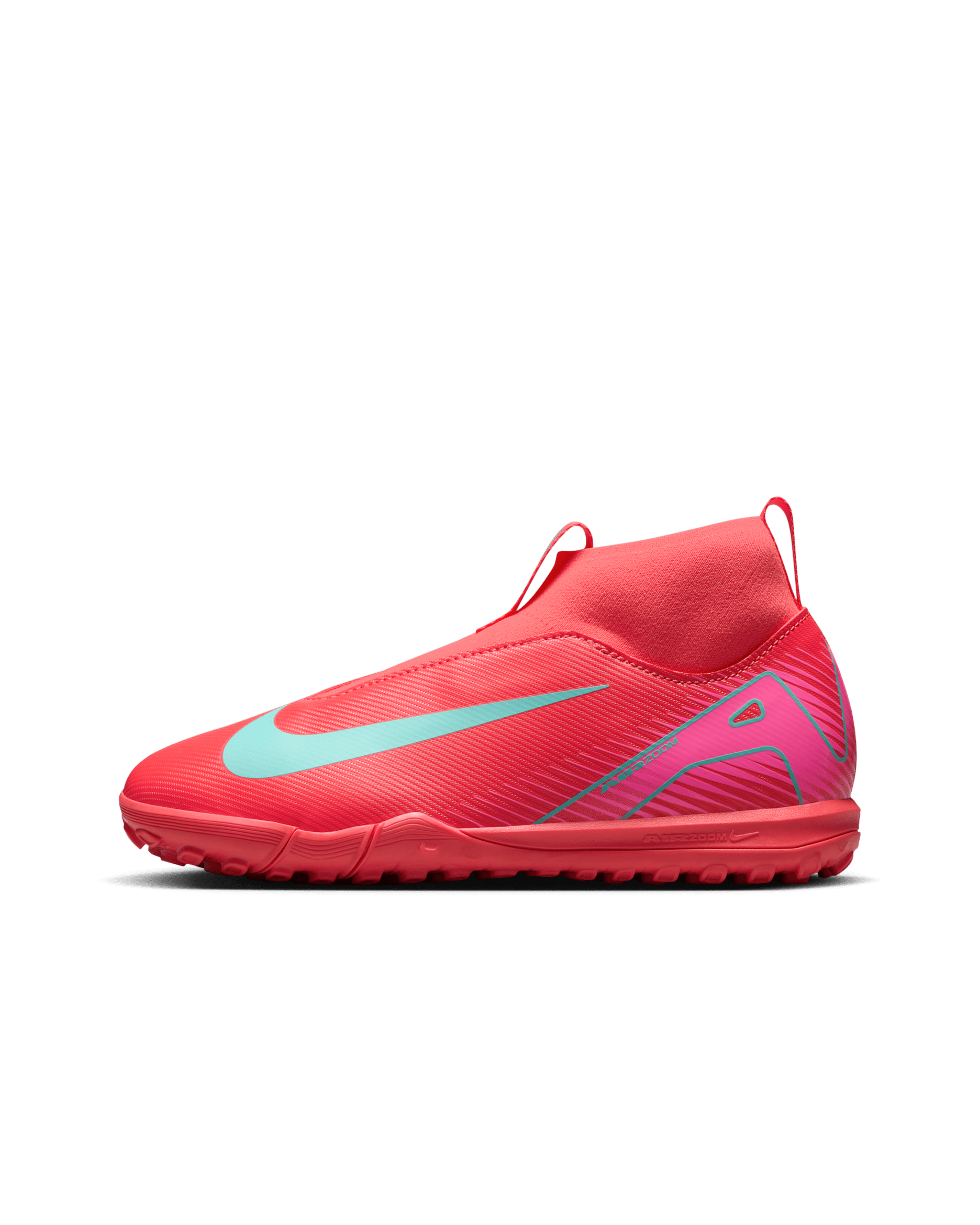 Nike Jr. Mercurial Superfly 10 Academy Younger/Older Kids' Turf High-Top Football Shoes - Ember Glow/Aurora Green
