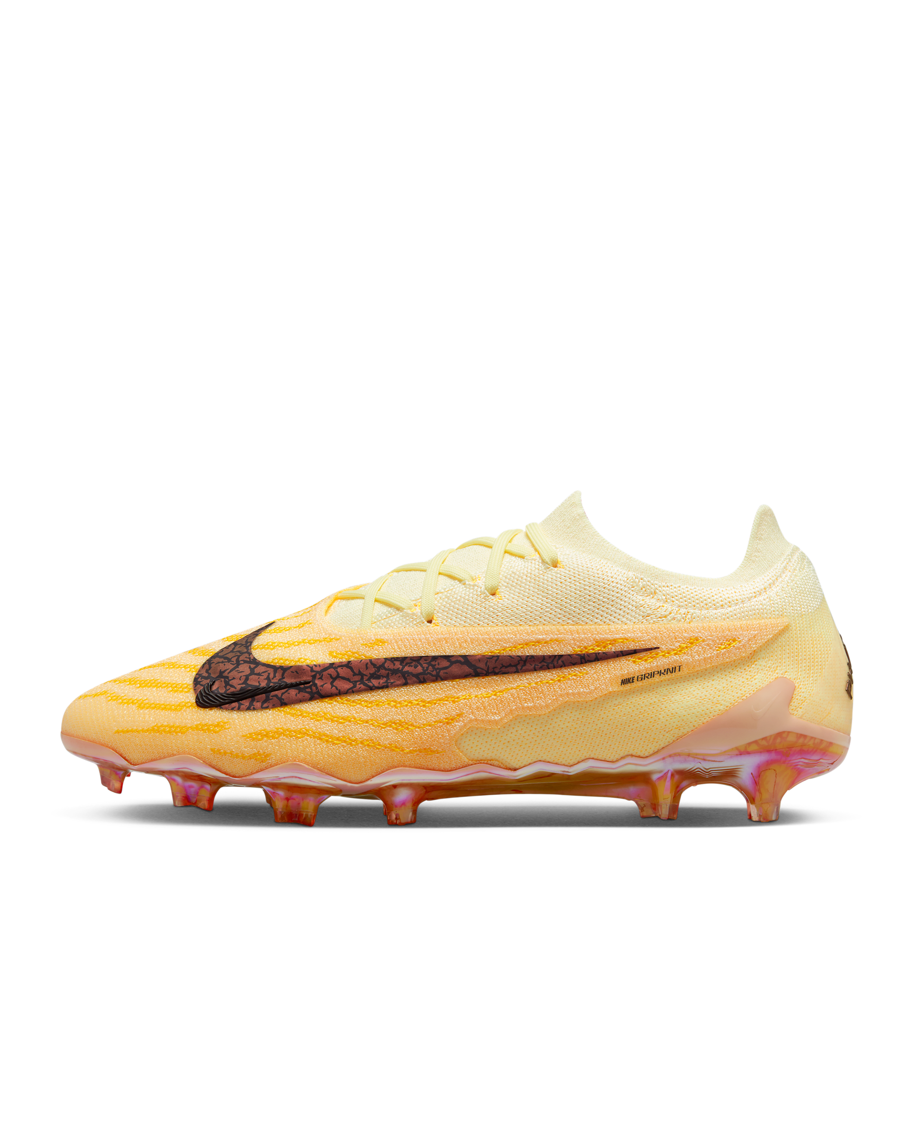 รองเท้าสตั๊ดฟุตบอลสำหรับพื้นสนามทั่วไป Nike Gripknit Phantom GX Elite FG SE - Citron Tint/Burgundy Crush