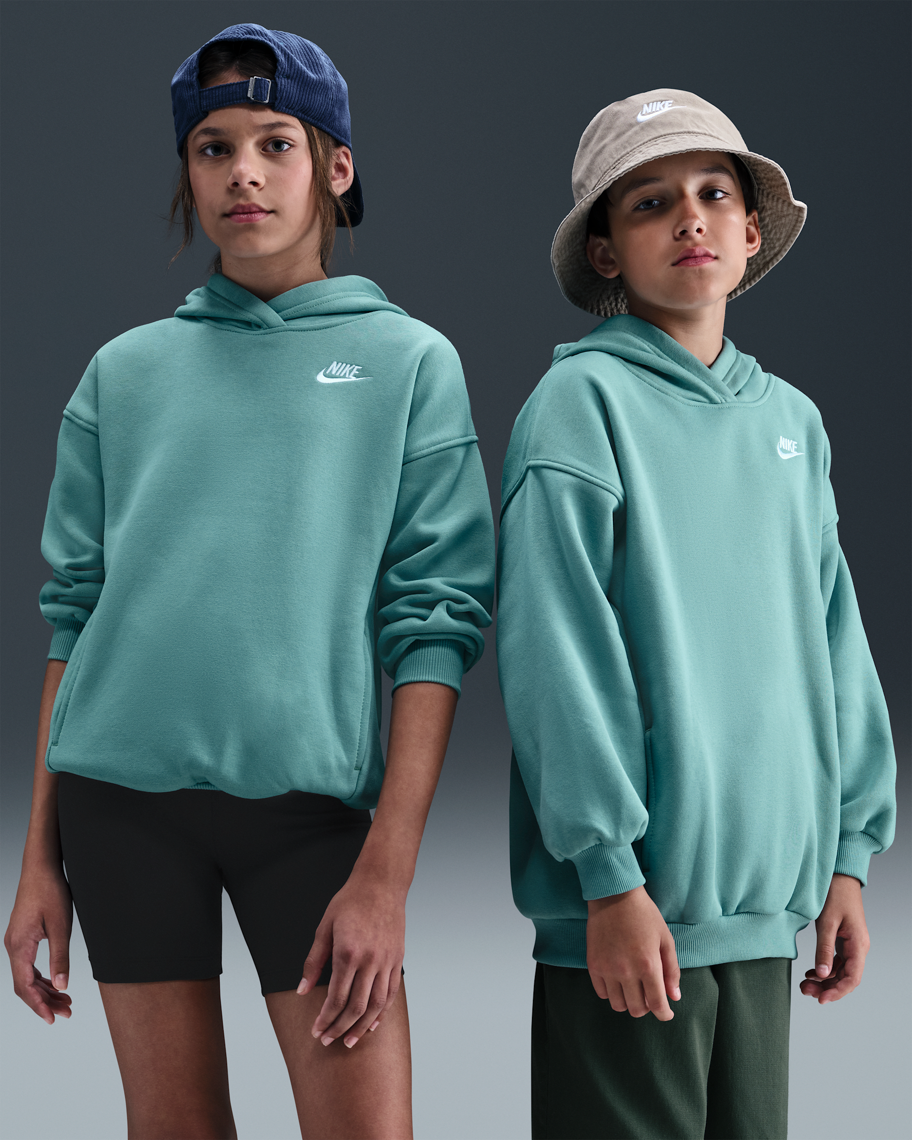 Nike Sportswear Club Fleece Big Kids' Oversized Pullover Hoodie - Cannon/Cannon/White